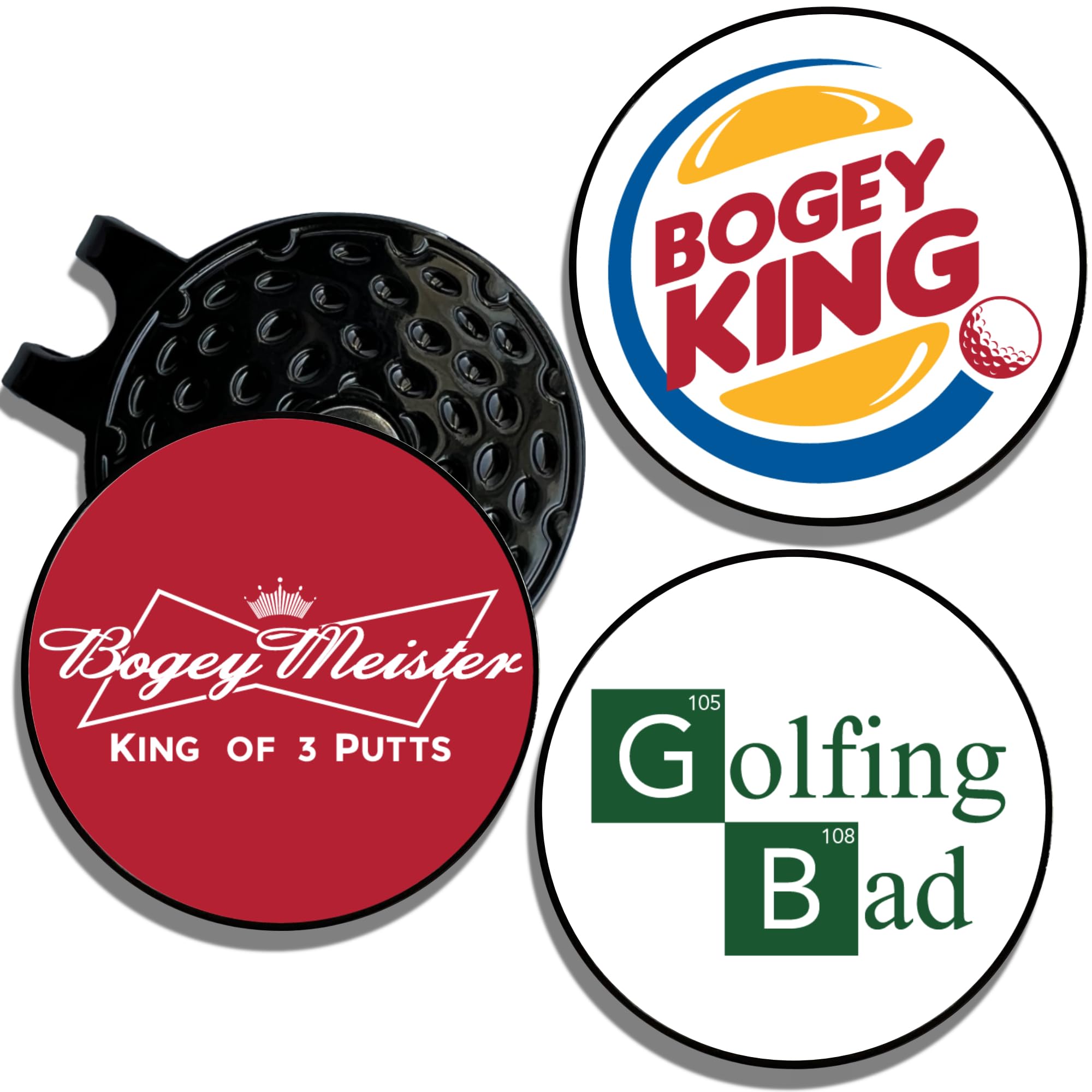 Golf Ball Marker Hat Clip | 3 Pack | Choose Your Golf Gift Set | Golf Marker Magnetic Hat Clips | Funny Golf Gifts | Funny Golf Accessories for Men & Womens Golf Markers