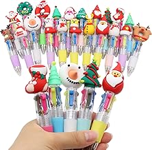 ZOCONE 20 Pcs Christmas Multicoloured Pen 4 in 1 Retractable Cartoon Ballpoint Pens Multi Coloured Pens All in One, 0.5MM Christmas Fun Pens 4 Color Animal Multi Colour Pen for Party Bags Fillers