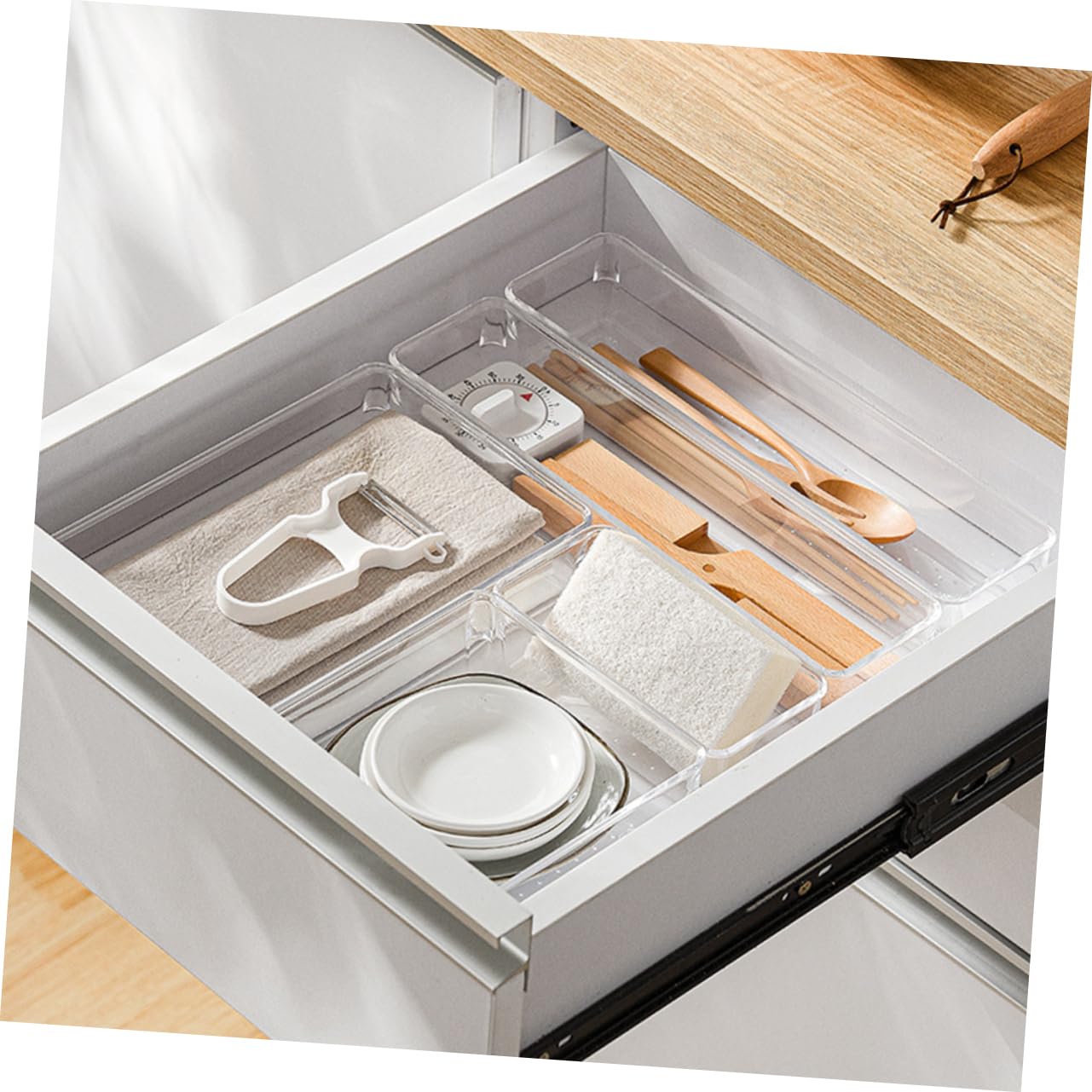 Organiseur de Tiroir Transparent Pet, Lot de 1 Set de Multi-tailles