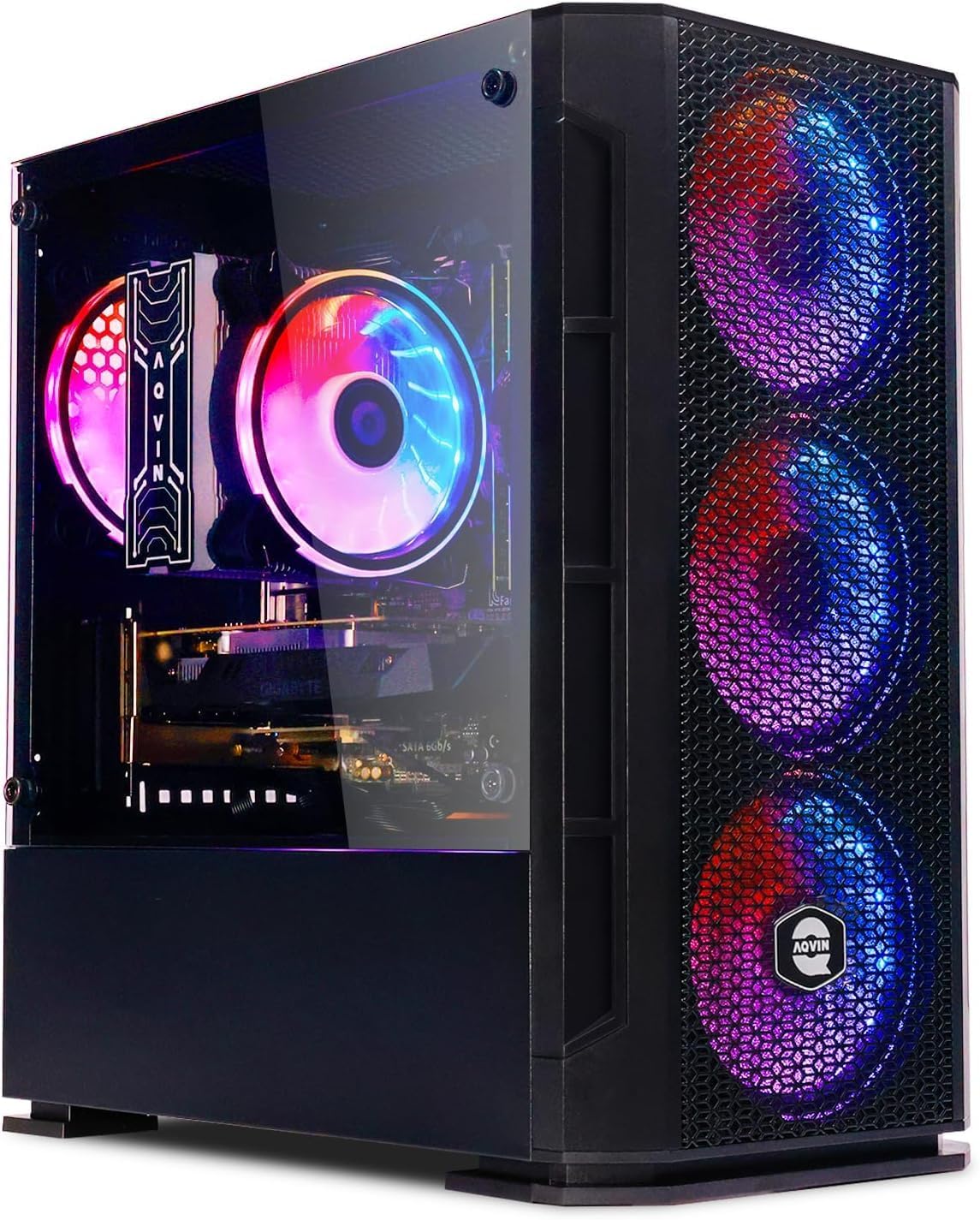 AQVIN Tower Gaming Computer Desktop - Intel Core i7 4-Core Processor Up to 3.9Ghz, 1TB SSD Storage 32GB RAM Memory, GeForce GTX 1660 Super GDDR6 6GB, RGB Lights, HDMI, AC WiFi, Windows 10 Pro - Black