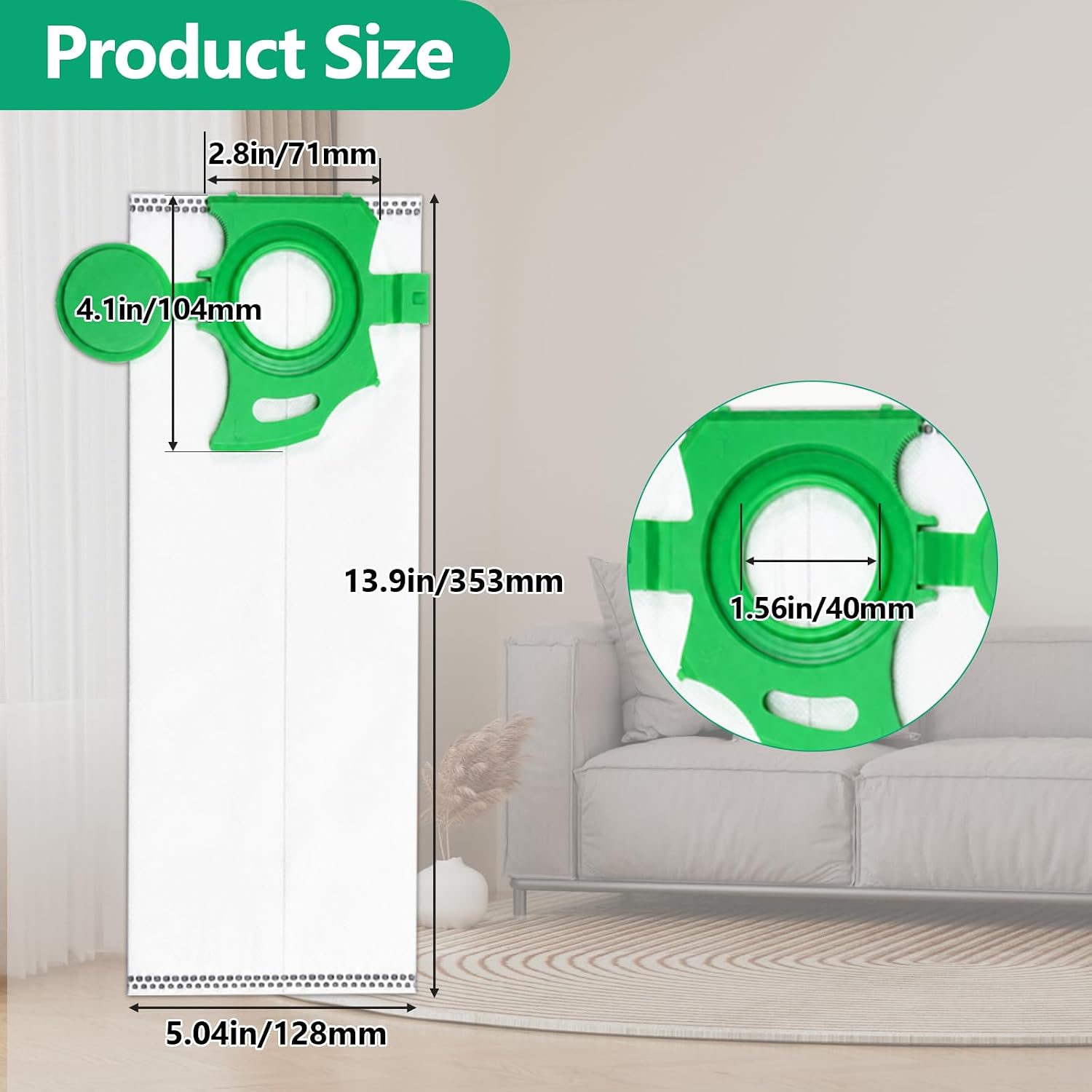 10 Pack 7029ER Vacuum Bags Fit for SEBO Felix & Dart Series Upright Cleaner