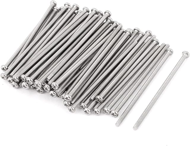 sourcing map M3 x 70mm 304 Stainless Steel Phillips Pan Head Screws Bolt 60pcs