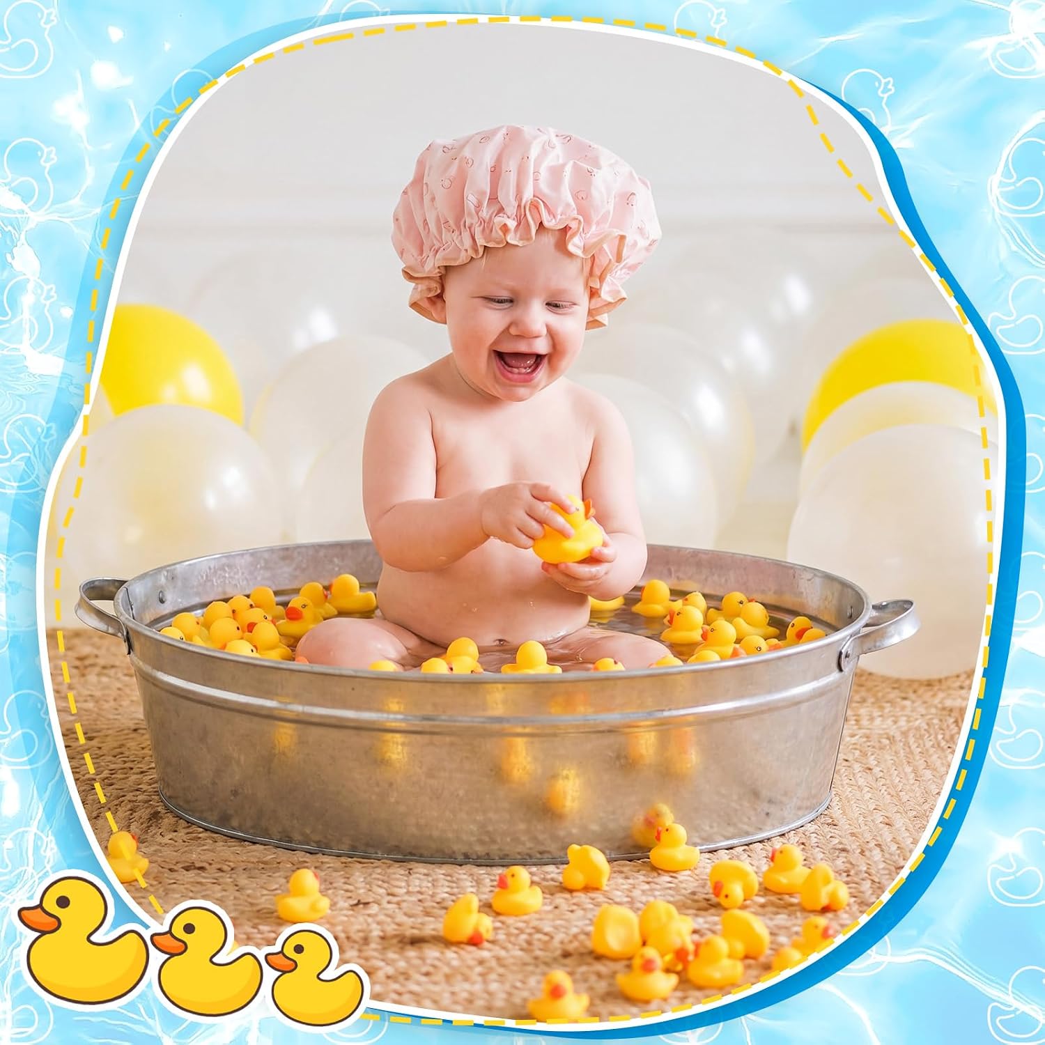 Blushtier 50 Sets Rubber Ducky Gelatin Cups with Straws and Mini Ducks Bathtub Cocktail Jelly Cups Set for Summer Party Supplies Baby Shower Yellow Rubber Duckies Birthday Decor Pond Theme Party Favor