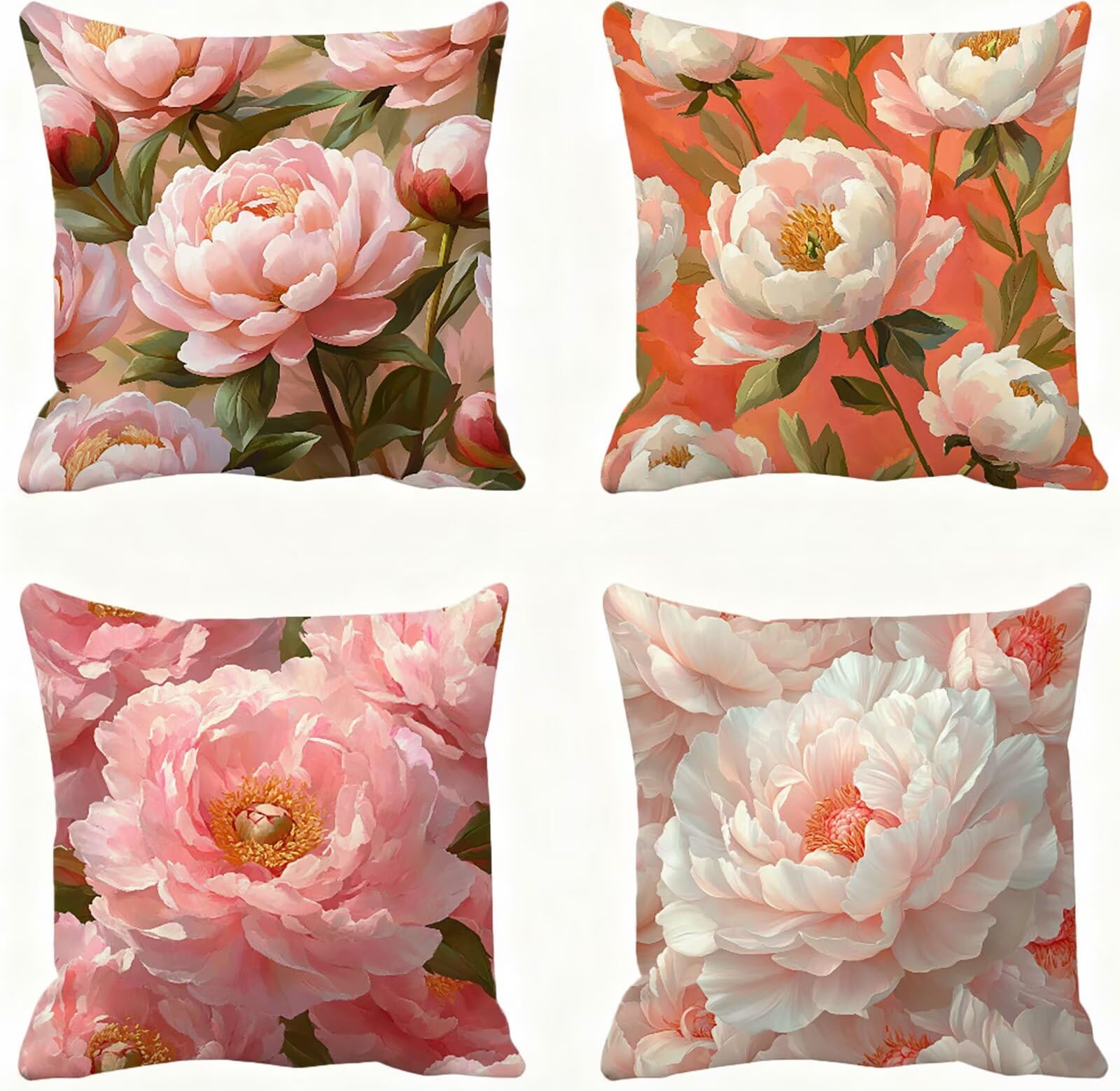 Rose Housse Coussin 60x60 Fleur Taie Oreiller 60x60 Lot de 4 Super Doux Protege Oreiller 60 x 60 Decoration Automne Taie D'oreiller Carrées Coussin Canape, pour Maison Chambre Canapé Chaise E - 79