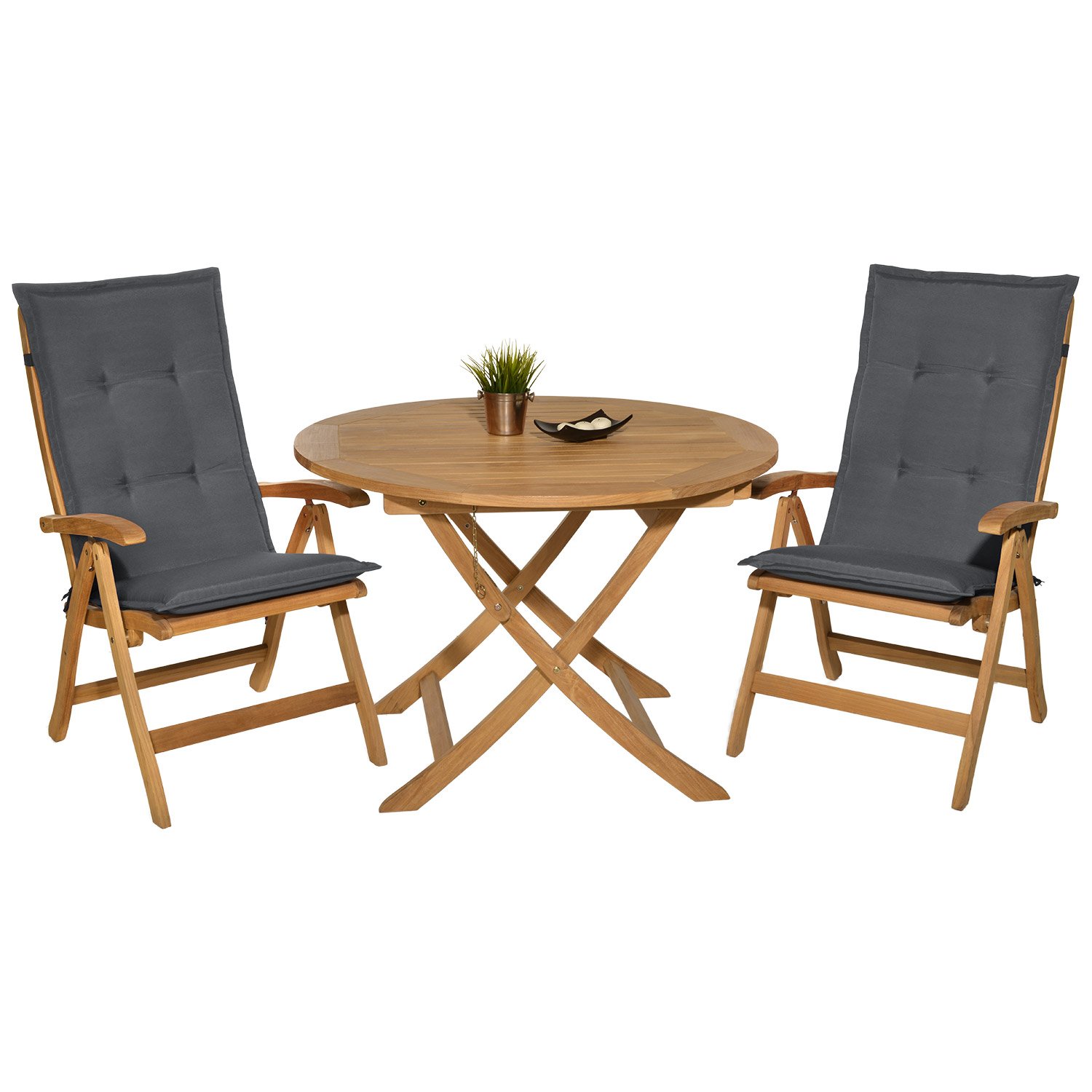 Beautissu Set de 4 Cojines sillas Jardin Loft HL - tumbonas mecedoras de balcón o Asiento Exterior con Respaldo Alto - 120x50x6 cm - Placas compactas de gomaespuma - Antracite