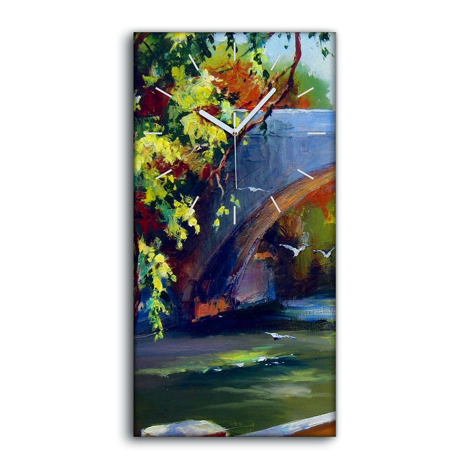Art Mural Horloge sur Toile Arbres et Branche Tableau Moderne 30x60cm