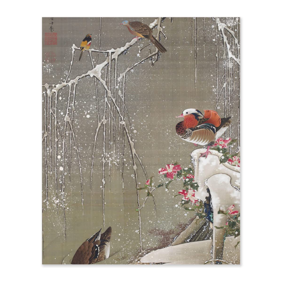 油絵 絵画 【癒やしの藤】 Amazon.co.jp: Hzong 数字油絵 伊藤若冲 動植綵絵 雪中鴛鴦図 DIY絵