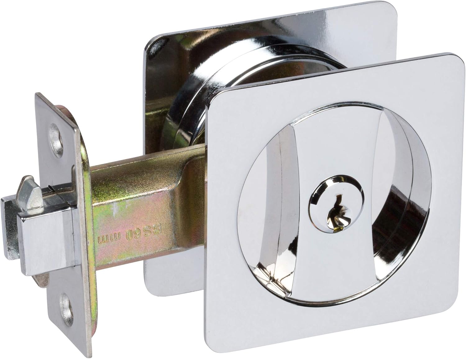Delaney Hardware Contemporary Square Pocket Entry Lock, Polished Chrome with Key