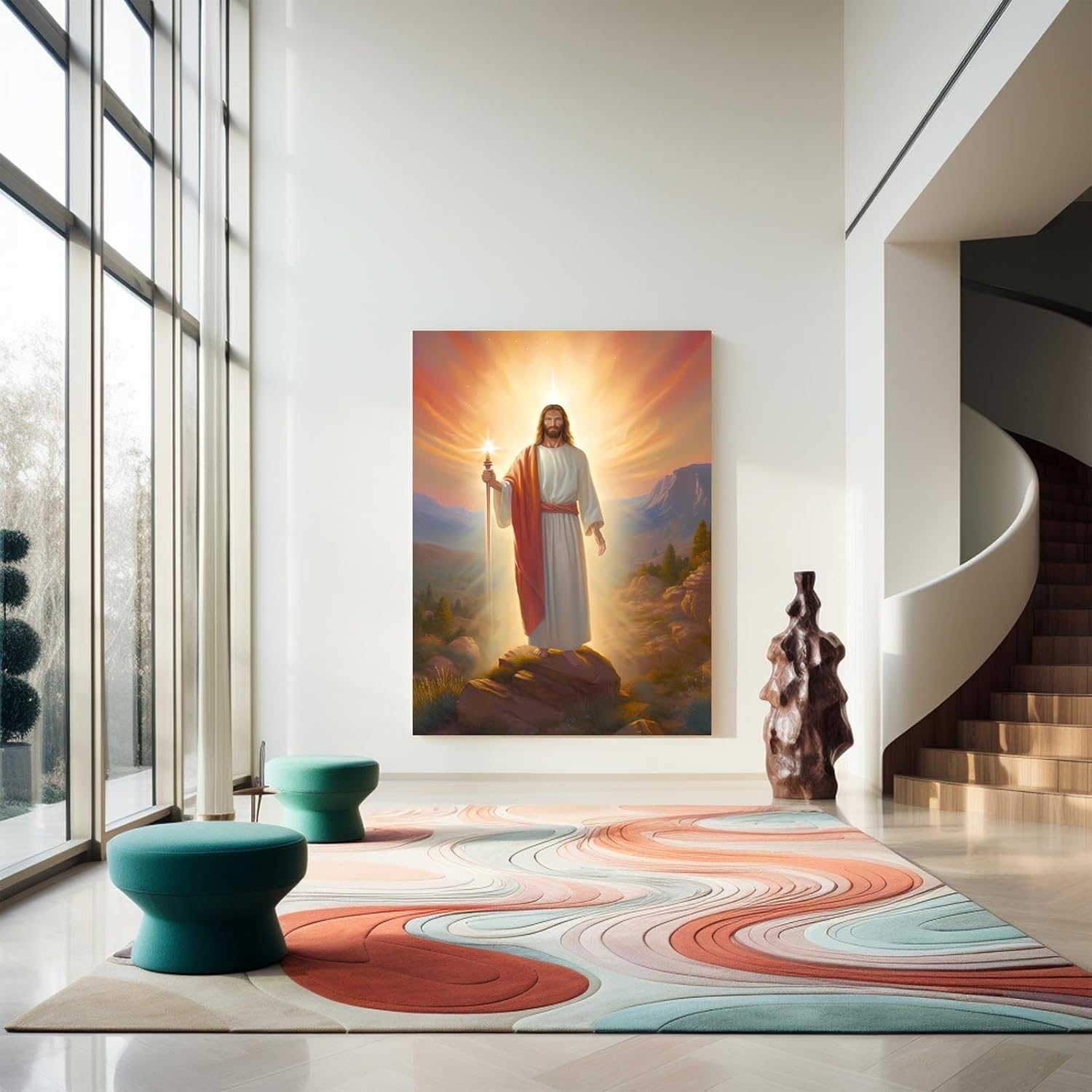 POEOIEX Diamond Painting Kit - Christ Jesus Sword Diamond Painting, 5D Full Round Diamond Diamond Art Painting for Adults with DIY Accessories, Home Wall Decor Premium Gift 12x18 Inch