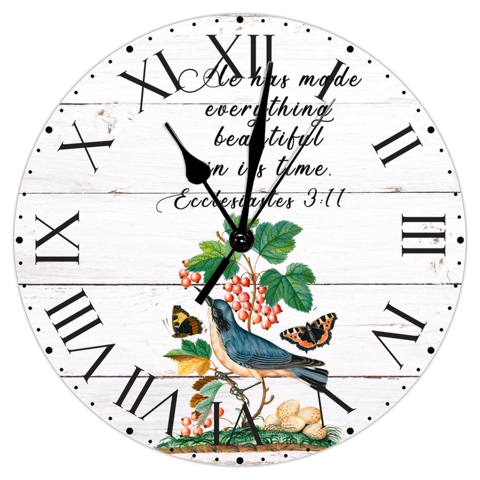 Horloge murale fleur verte avec inscription inspirante pour la maison