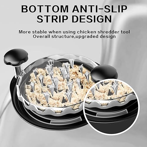 Miniatura 4 de Pro - Trituradora de pechuga de pollo con cubierta transparente, máquina trituradora de carne grande, fácil limpieza, antideslizante, resistente al