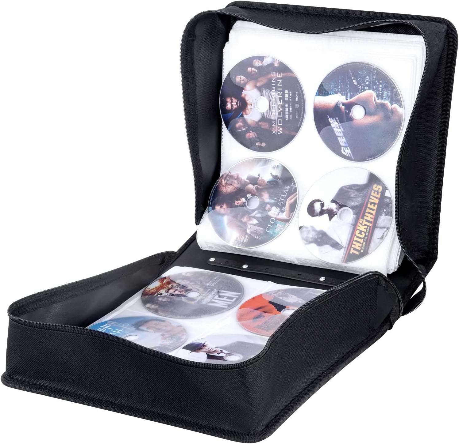 Siveit CD/DVD Binder, CD DVD Case Holder Binder 400 Capacity CD/DVD Wallet Storage Booklet Album Box (White binder, Blue)