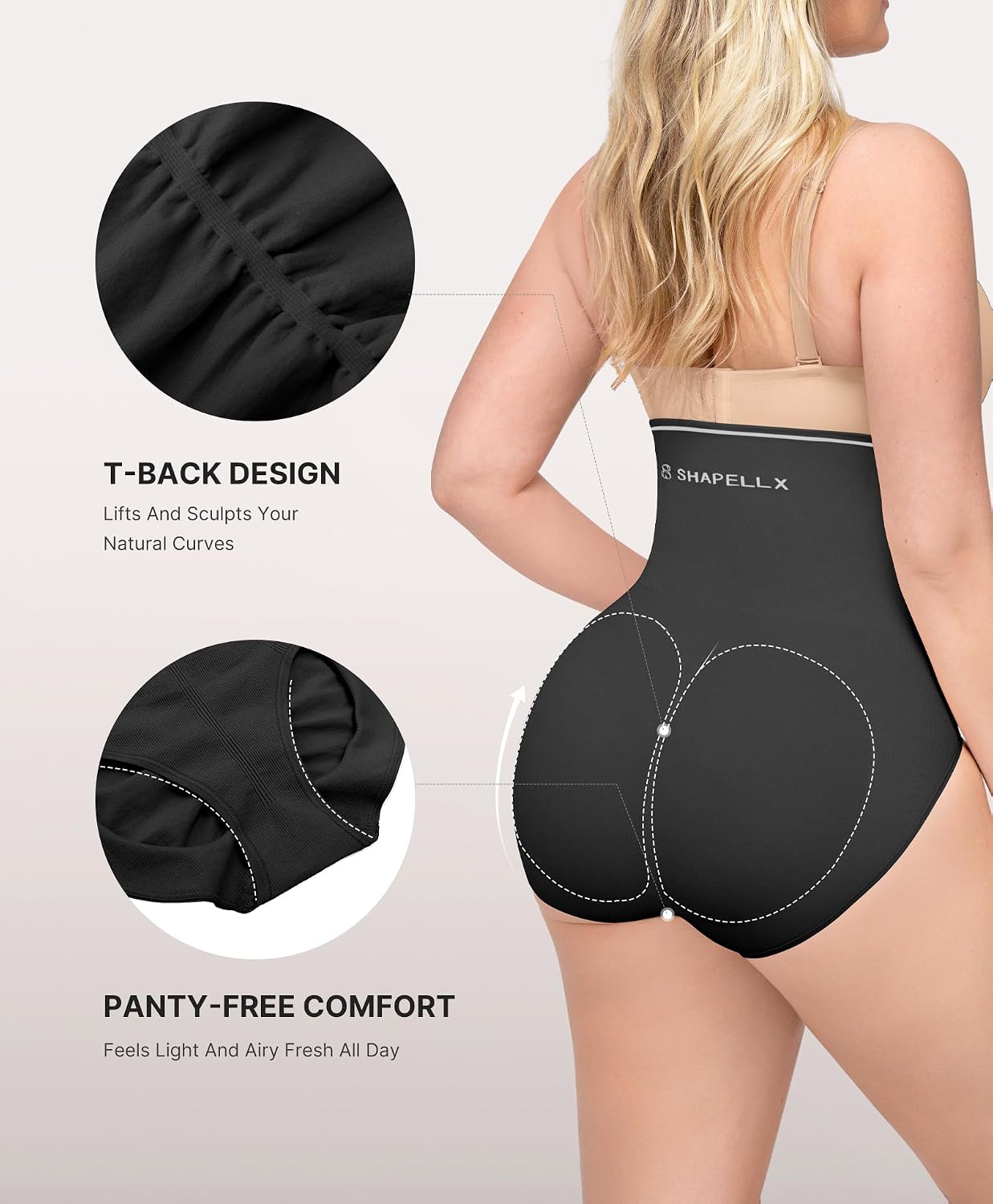 SHAPELLX Shapewear Tummy Control Underwear for Women High Waisted Body Shaper Panties Compression Briefs Seamless