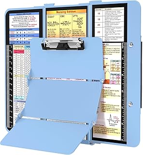 Nursing Clipboard Foldable, Foldable Clipboard w/Nursing Edition Cheat Charts,3 Layers Aluminum, Nurse Clip Board w/Low Pr