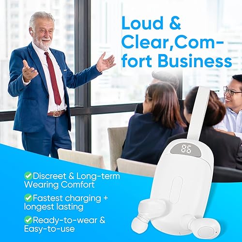 Miniatura 9 de Audífonos - Amplificador auditivo digital con dentro de la oreja sin chirridos, caja de carga de contacto magnética con pantalla de alimentación