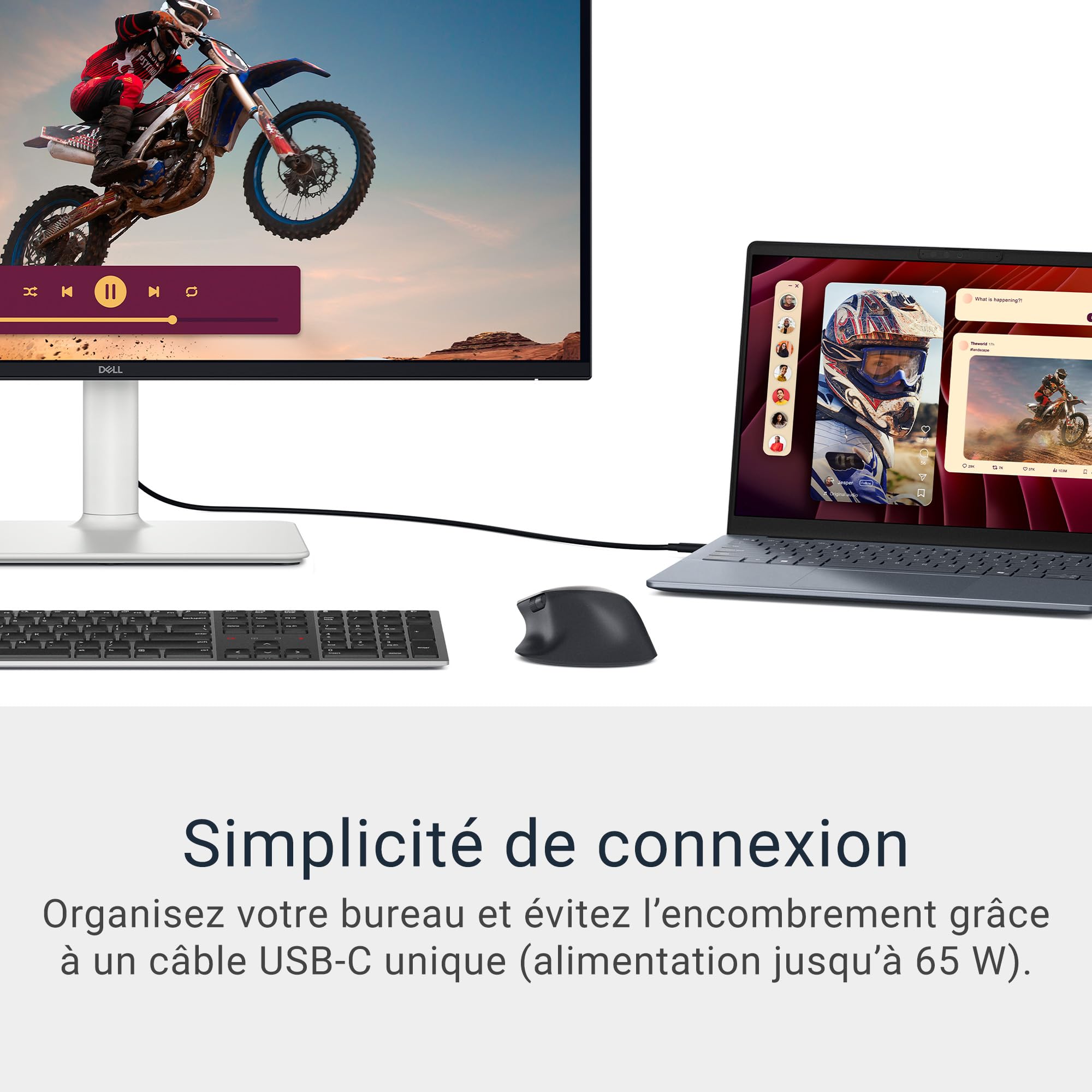 Dell 27 Plus USB-C Écran PC - S2725QC, 4K UHD (3840x2160), 120Hz, IPS, 4ms, AMD FreeSync Premium, 99% sRGB, Réglage en Hauteur, Haut-parleurs intégrés, 2 USB-C, 2 HDMI, 2 USB, Garantie 3 Ans