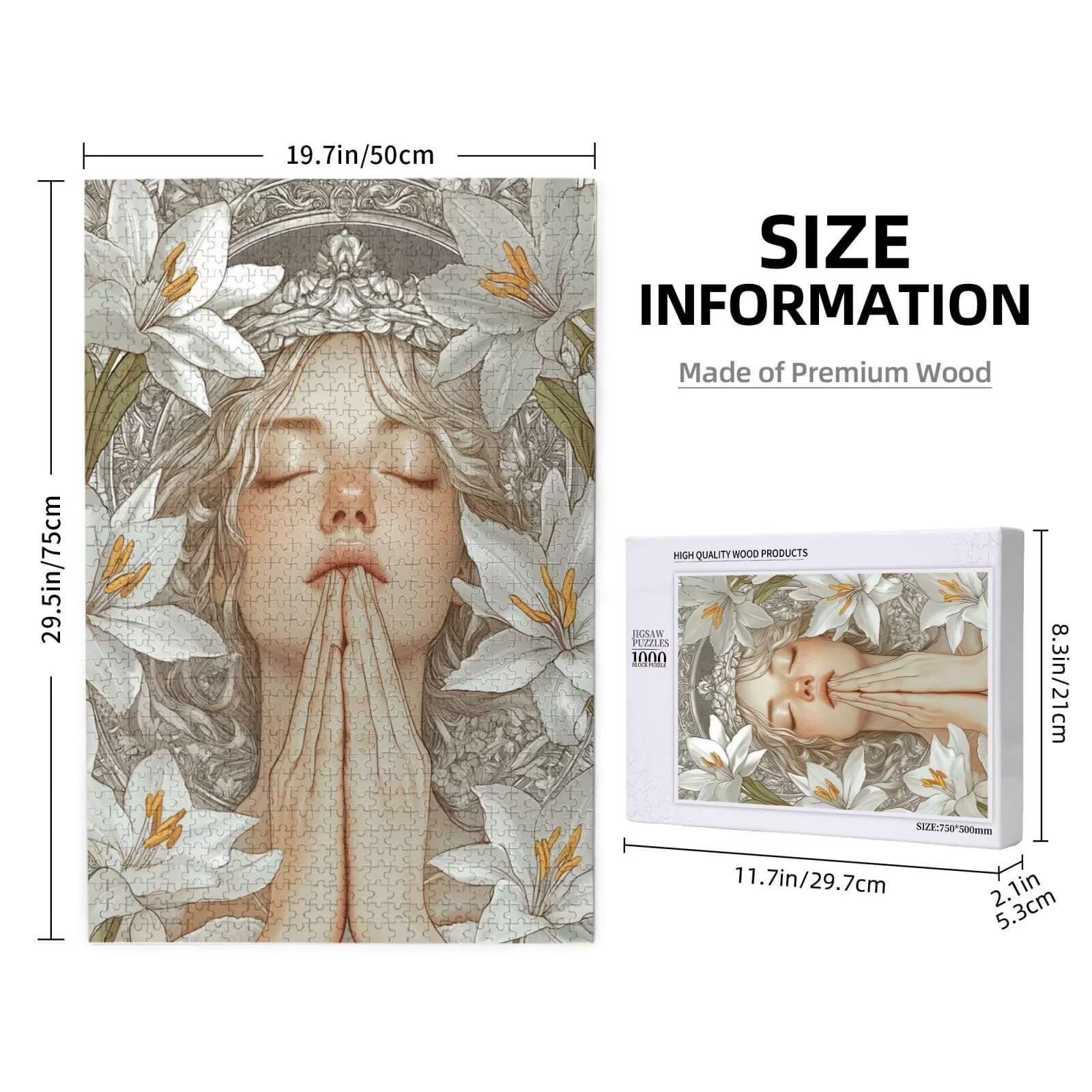 Femme Puzzle Fleur 3000 Pièces Adultes, DIY Puzzles Classiques Art avec Boîte d'emballage et Photos de Référence, Relaxation/Soulagement du Stress/Jeux Amusants, Creatif Cadeau pour Femme M-1824