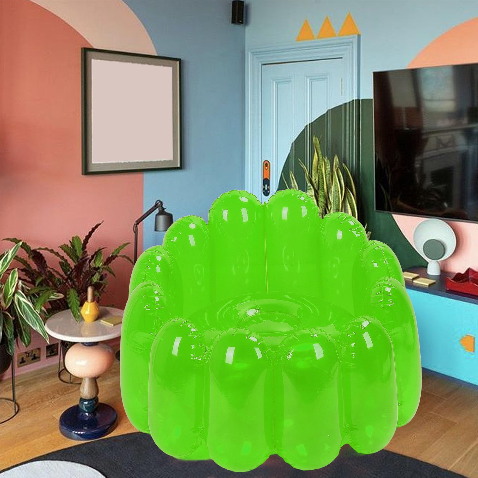 Bewinner Canapé Gonflable avec Pouf, Siège de canapé Gonflable D'extérieur Portable, Chaise Pneumatique Pliante, canapé Paresseux Gonflable pour Chambres, Camping, Maison (Green)