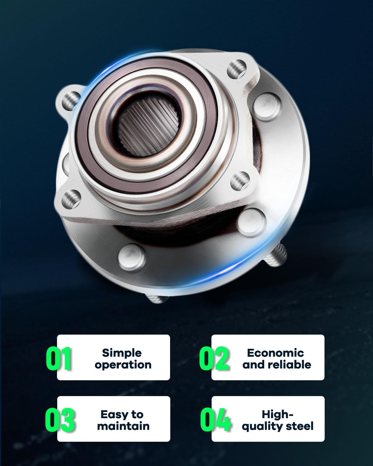 SCITOO 513263 Front Wheel Bearing for Chrysler 200 2011-2014, for Chrysler Cirrus/Sebring 2007-2010, for Dodge Avenger 2008-2014, for Dodge Caliber 2009-2009 W/ABS 5 Lugs Wheel hub Assembly