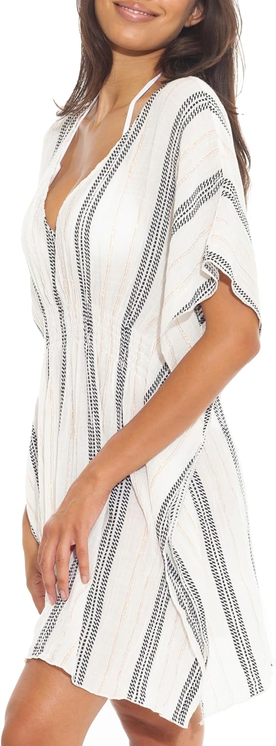 Becca Womens Radiance Woven Tunic, Plunge V-Neck, Casual, Beach Cover Ups for Women - Image 2