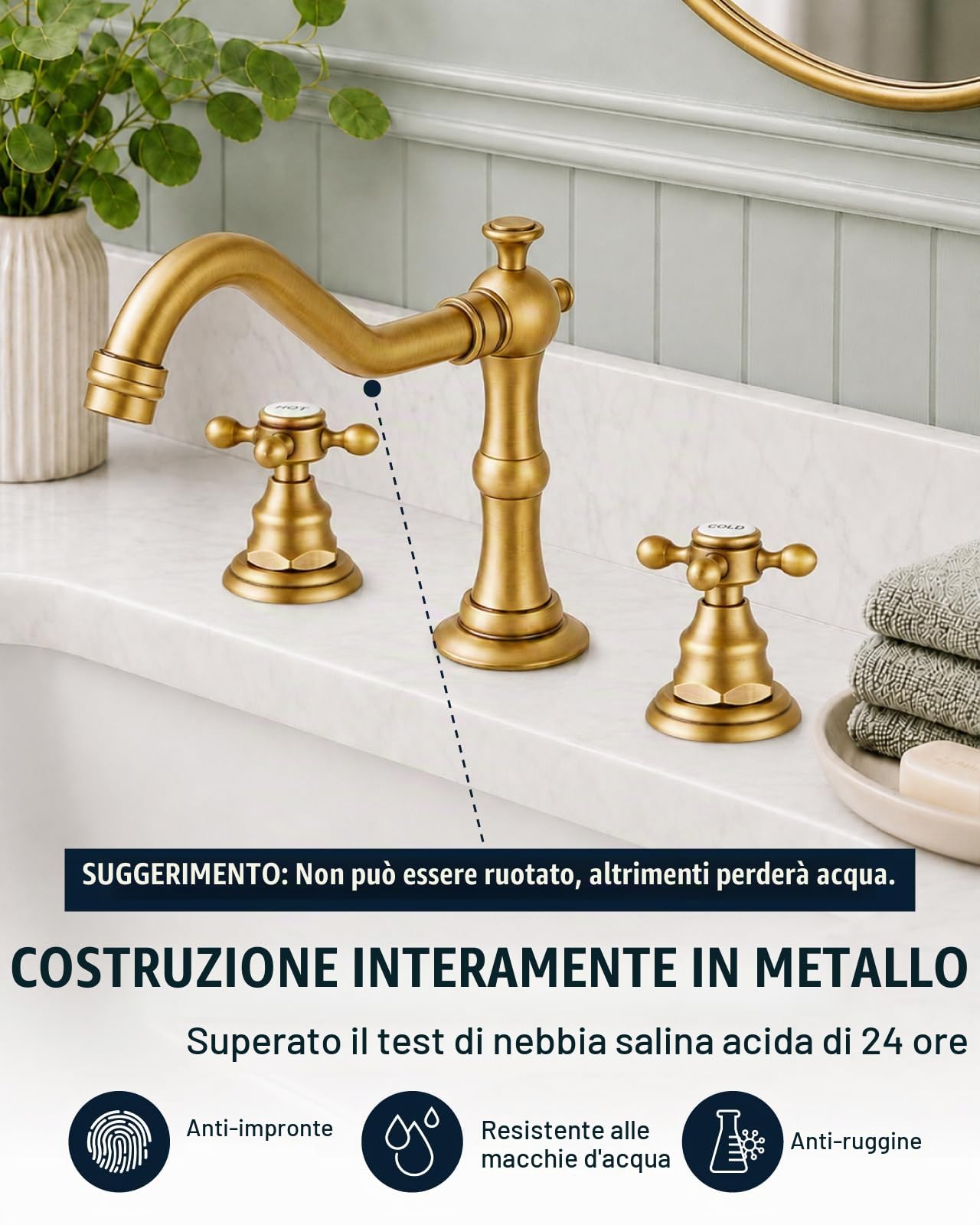 Rubinetto per lavabo da bagno diffuso manopole a doppia croce in ottone antico 3 fori miscelatore rubinetto montaggio sul ponte con scarico pop-up