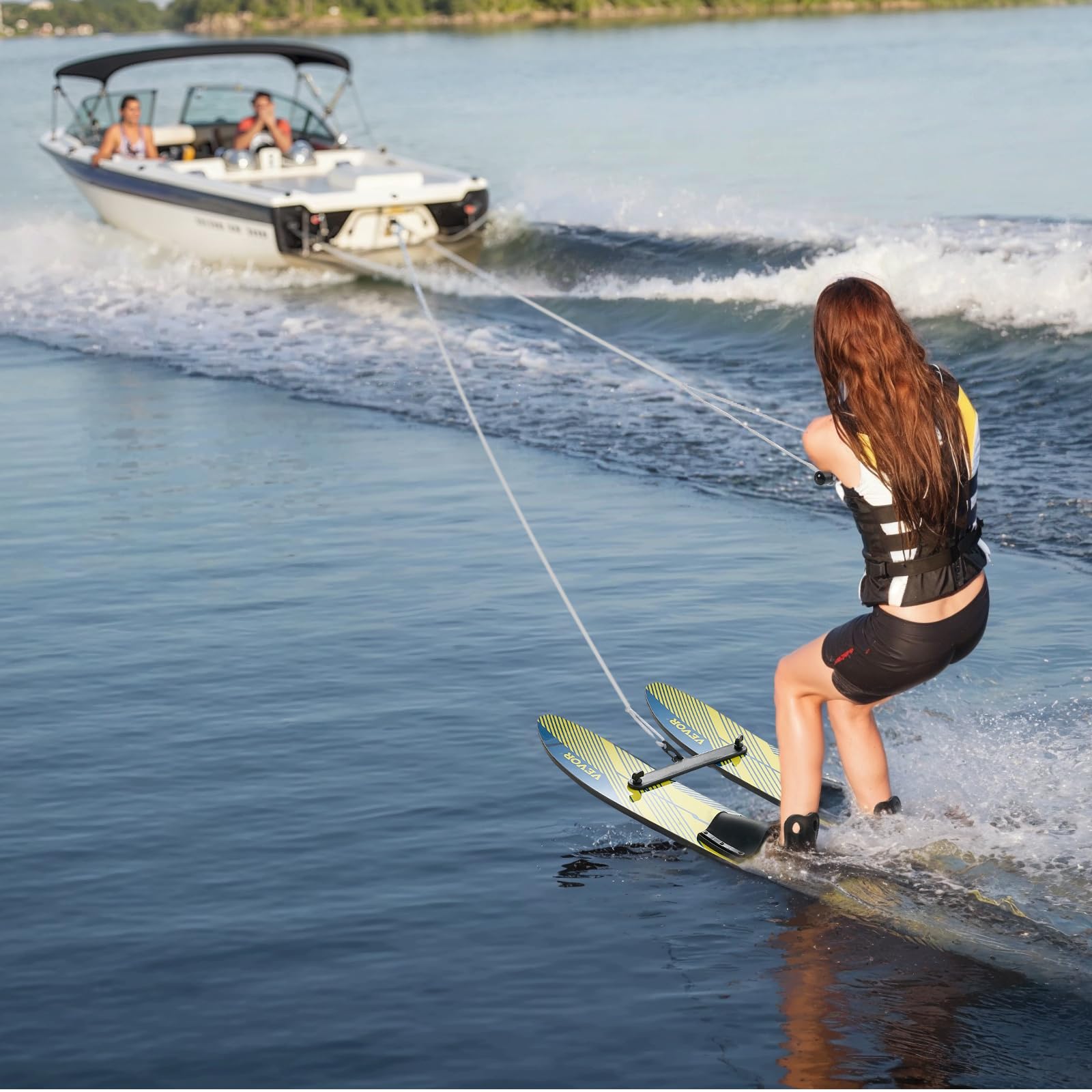 VEVOR Wasserski 116,8 cm Ausbildungsmodell verstellbare X-7-Bindungen Doppelgriffseil Abnehmbare Stabilisierungsstange Jugendliche 136 kg