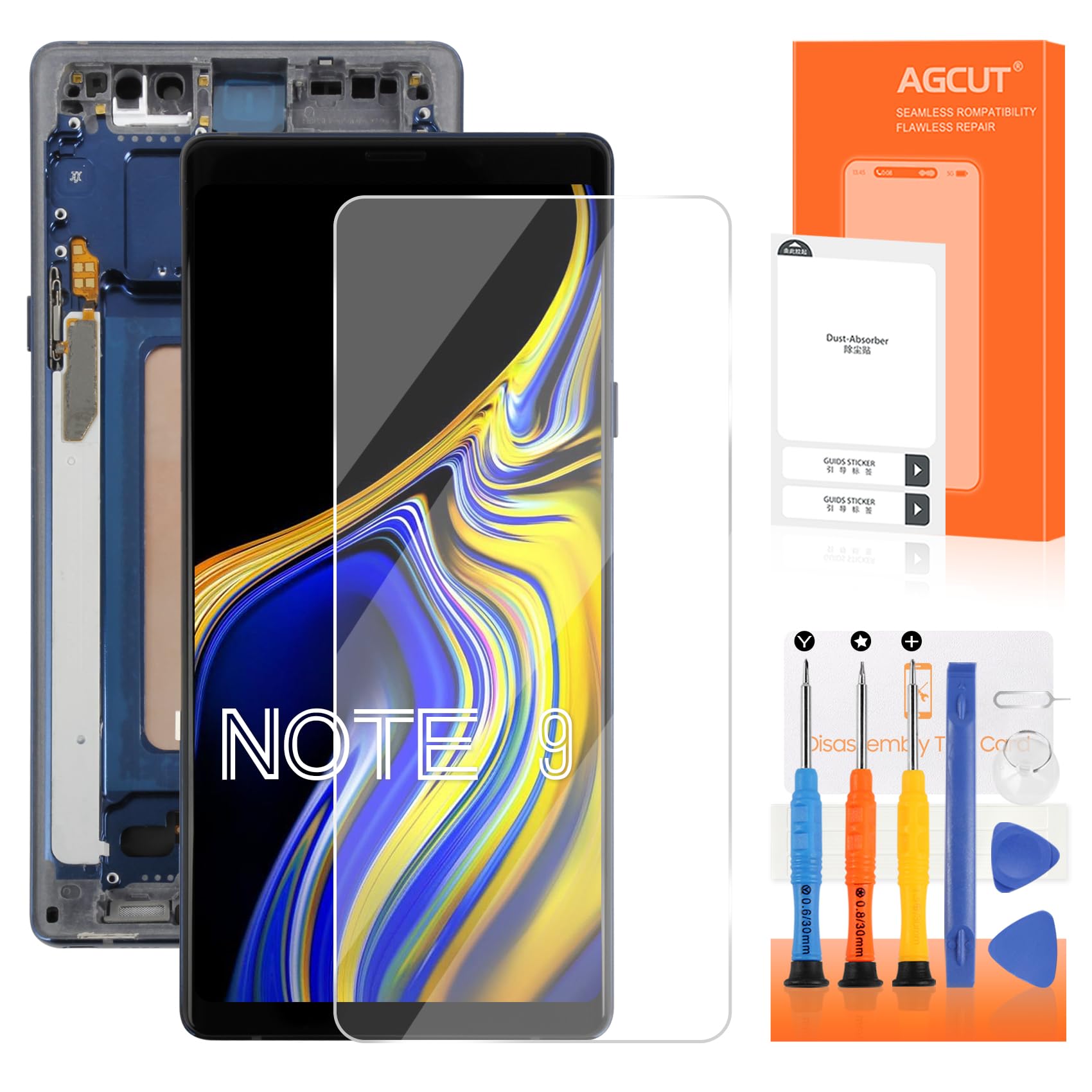 TFT for Samsung Galaxy Note 9 Screen Replacement for Display para Samsung Note 9 LCD SM-N9600 SM-N960F SM-N960U Screen Replacement Digitizer Touch Assembly with Frame(Not Fingerprint) (Blue)