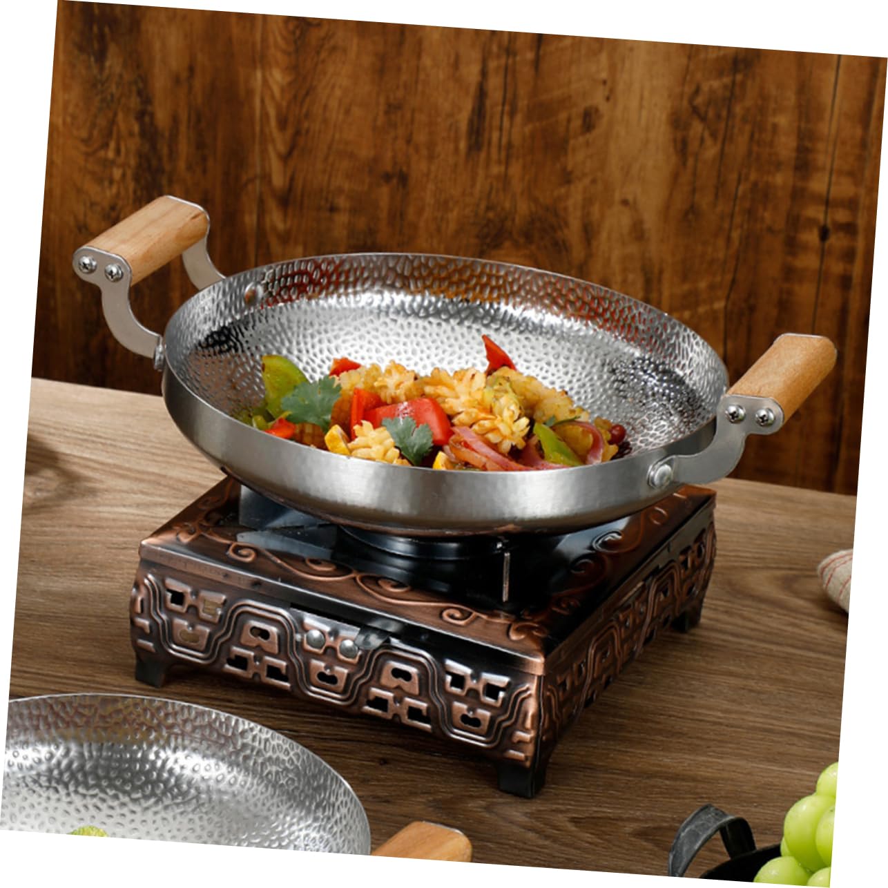 Cabilock Stahlkochtopf Mit Doppelgriff Kochpfanne Haushaltsküchenartikel Wokpfanne Aus Edelstahl Küchenutensil Bratpfanne Aus Edelstahl Grillpfanne Aus Trockentopf Wok Für Herd Kochbedarf