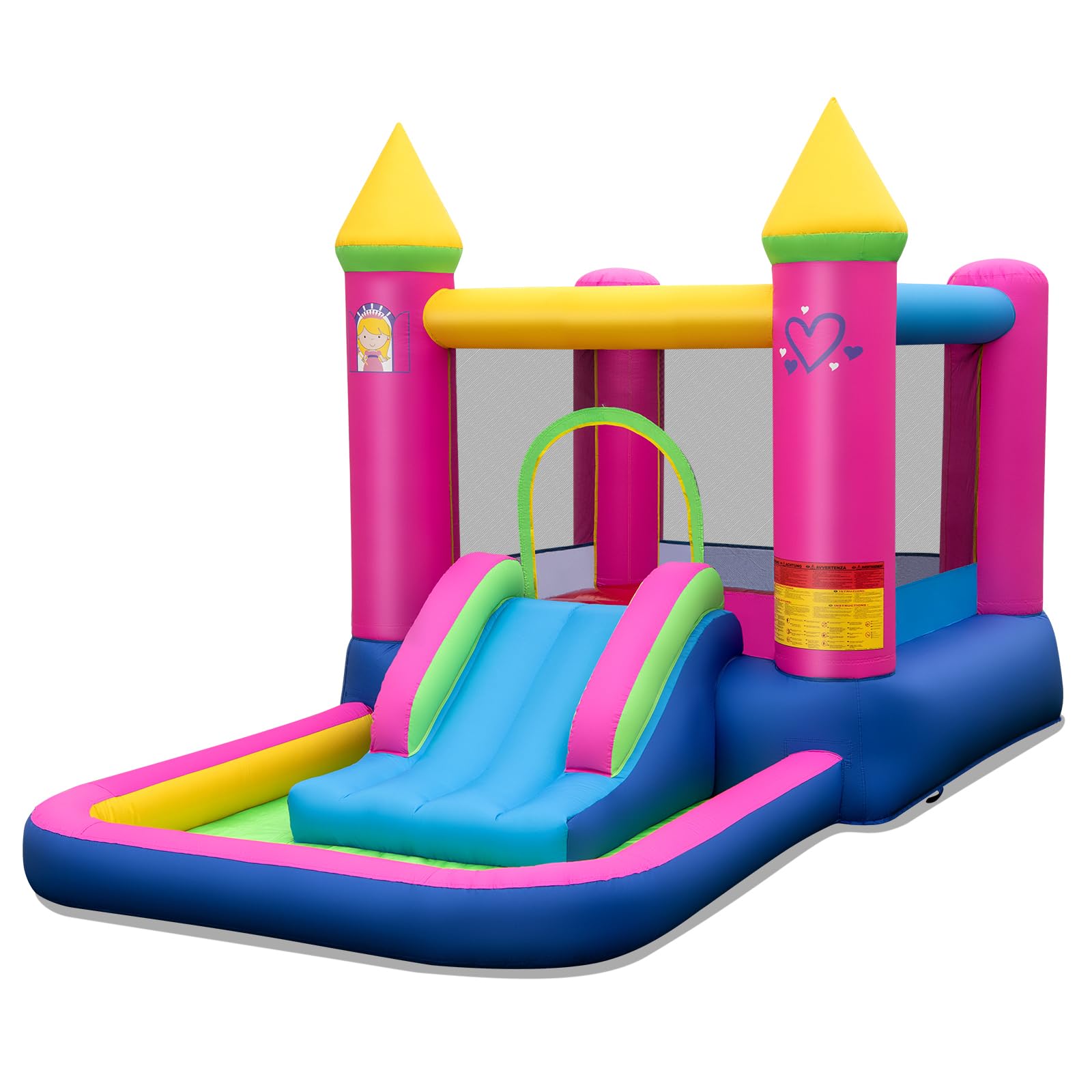 GOPLUS Castillo Inflable Princesa con Tobogán y Piscina de Pelotas