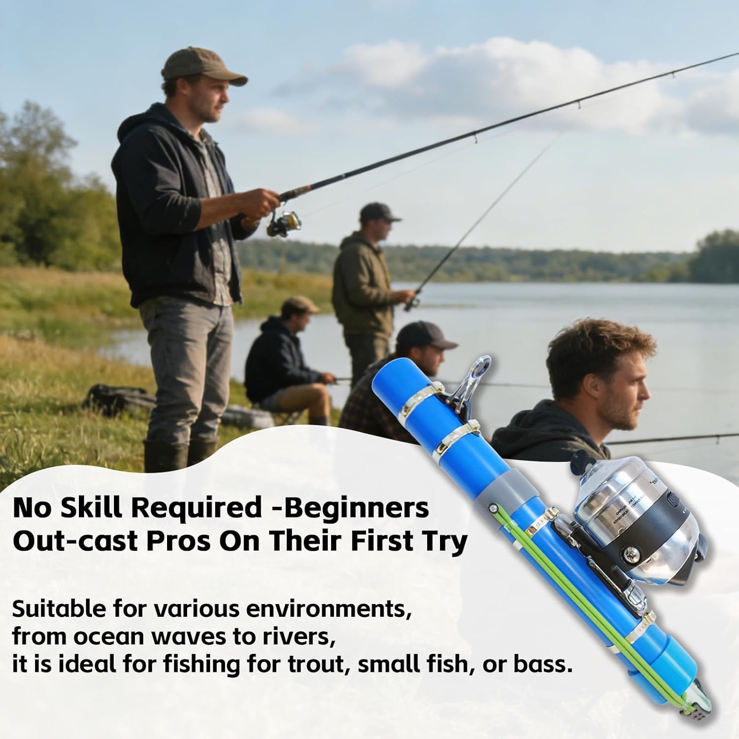 Portable Fishing Catapult Rod, Durable & Lightweight Telescopic Lure & Bait Launcher for Saltwater & Freshwater, High Elasticity Casting Tool, Professional New Model Travel Fishing Gear