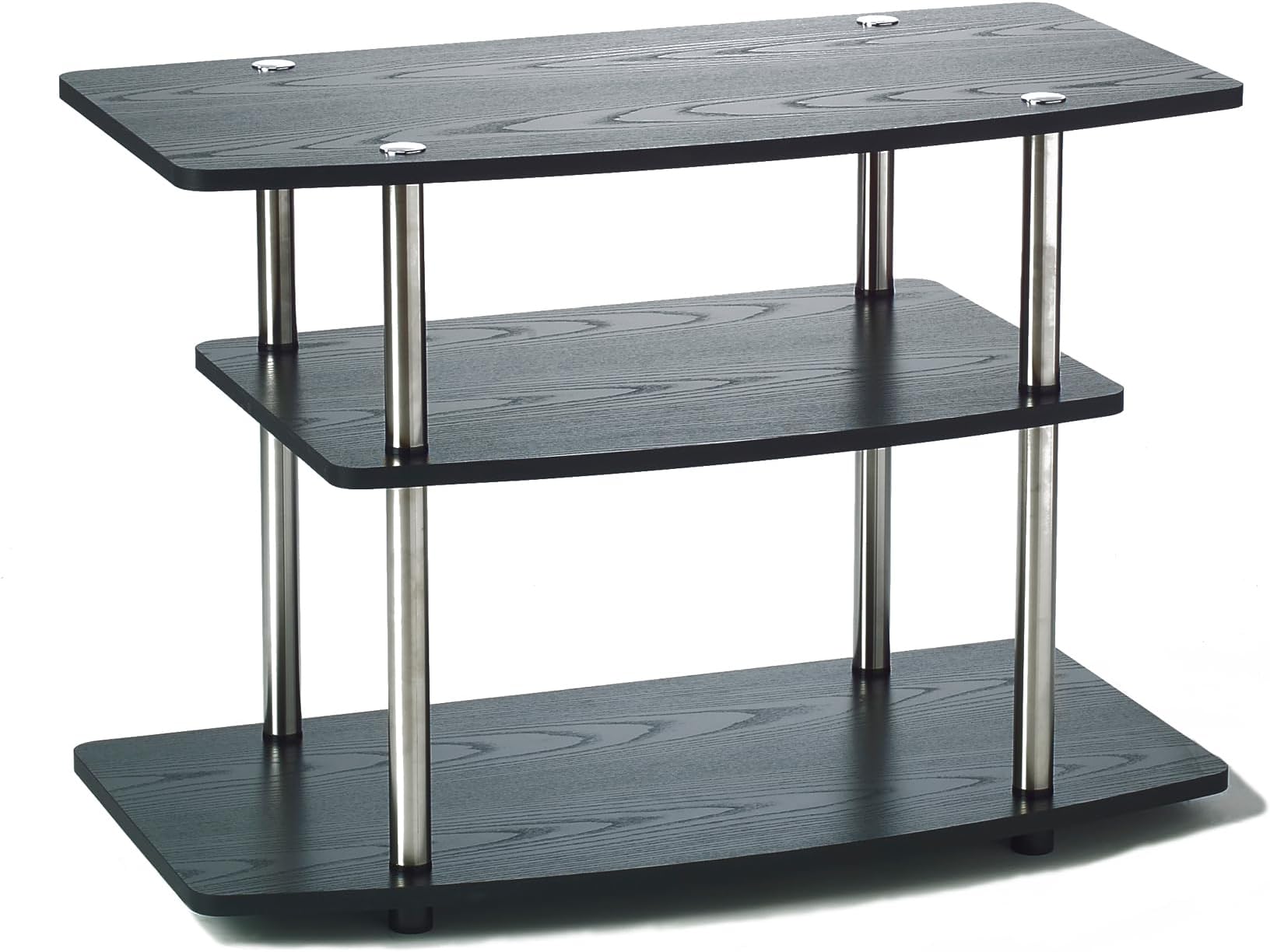 Convenience Concepts Designs2Go No Tools 3-Tier TV Stand 31.5" - Entertainment Center for TVs up to 37 Inches, Modern TV Console with Shelves for Living Room, Family Room, Black