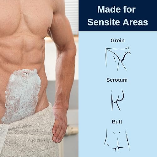Vista 3 de No Hair Crew Crema depilatoria íntima/privada en casa para hombres, sin dolor, impecable, calmante para cabello corporal masculino grueso