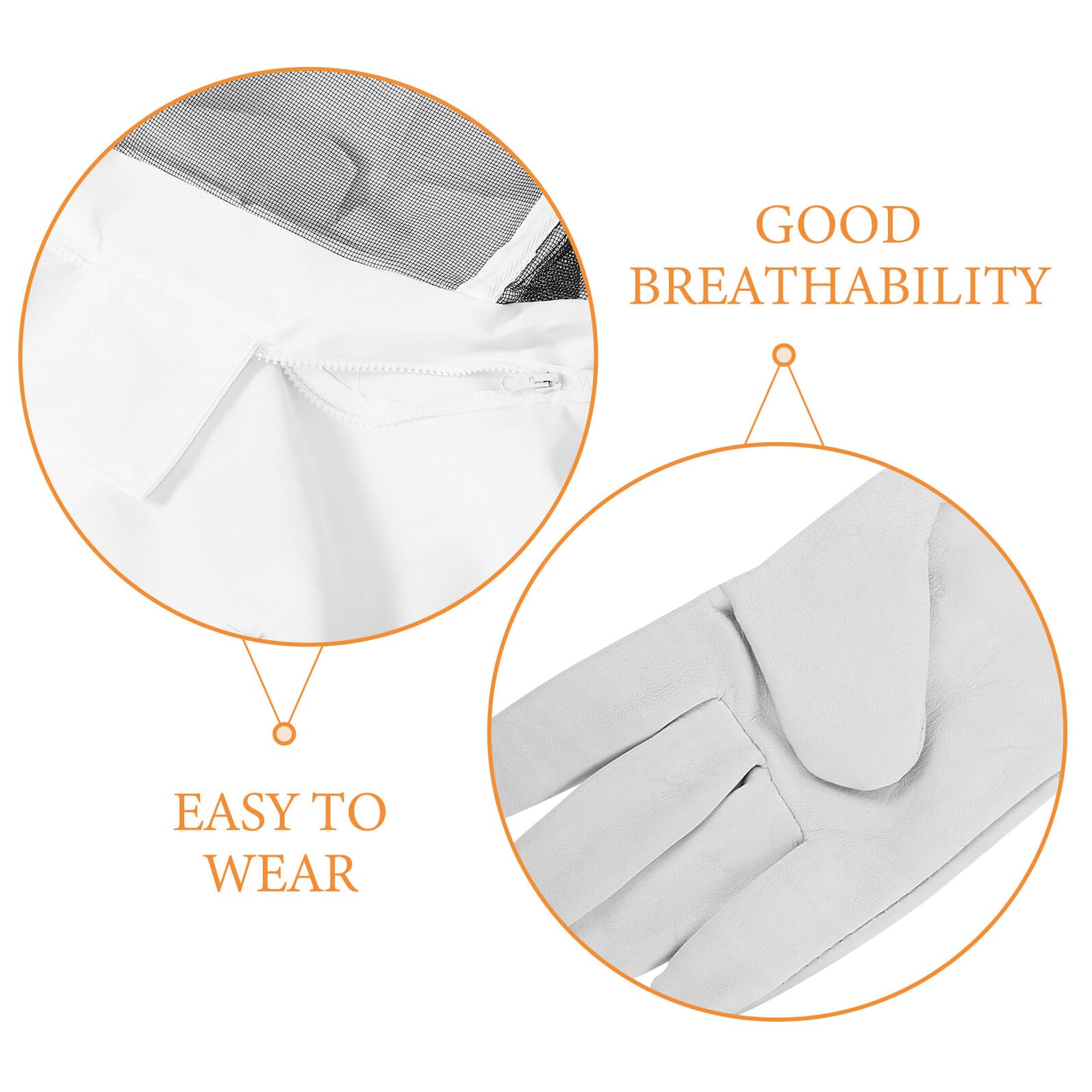 Homoyoyo Traje de Apicultor XL de Algodón Grueso con Capucha y Velo Integrado Mono Completo Transpirable para Protección contra Aguijonazos Incluye Guantes Resistentes para Apicultura