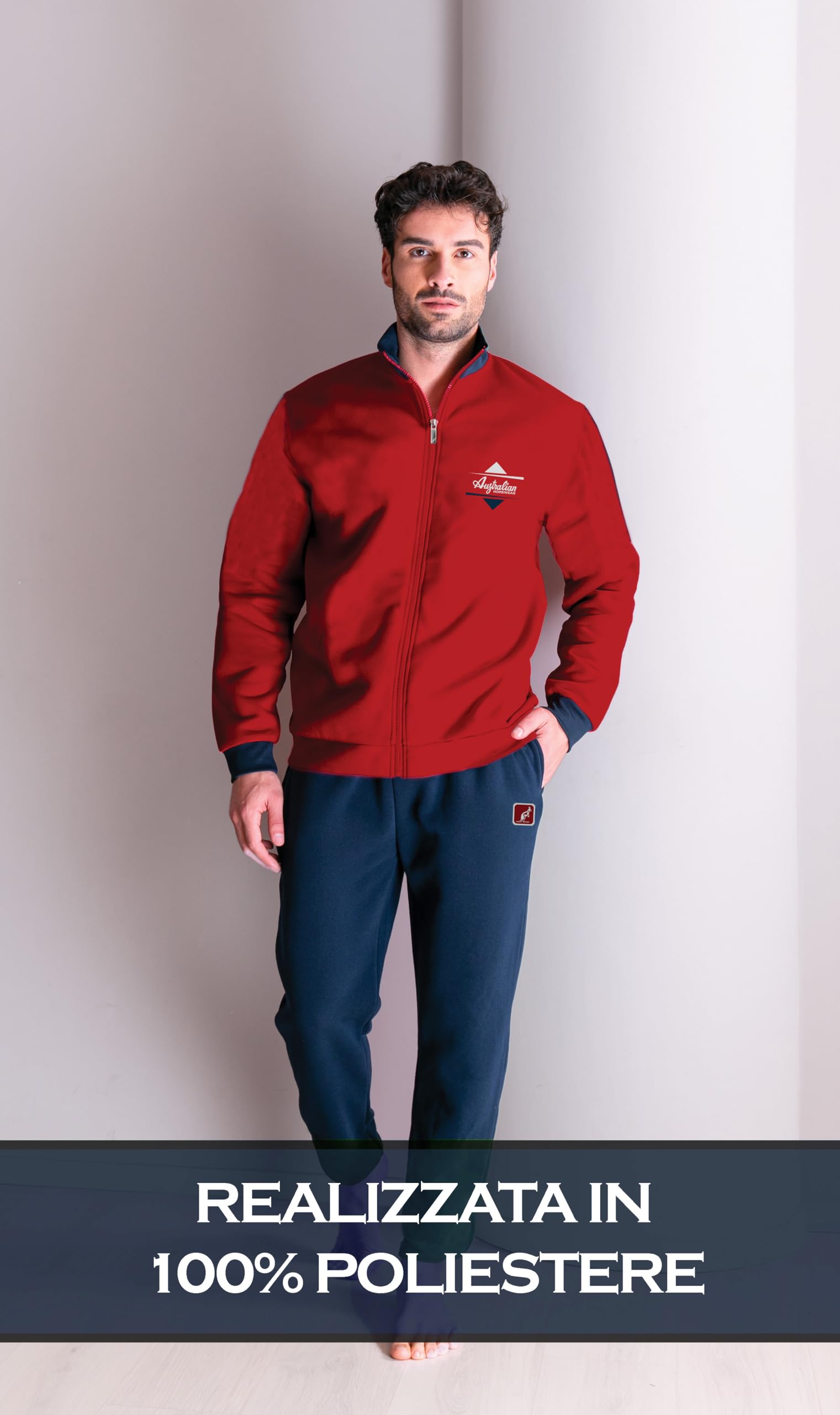 Australian Tuta Homewear Uomo In 100% Poliestere Vari Modelli E Colori, Tuta Completa Maschile