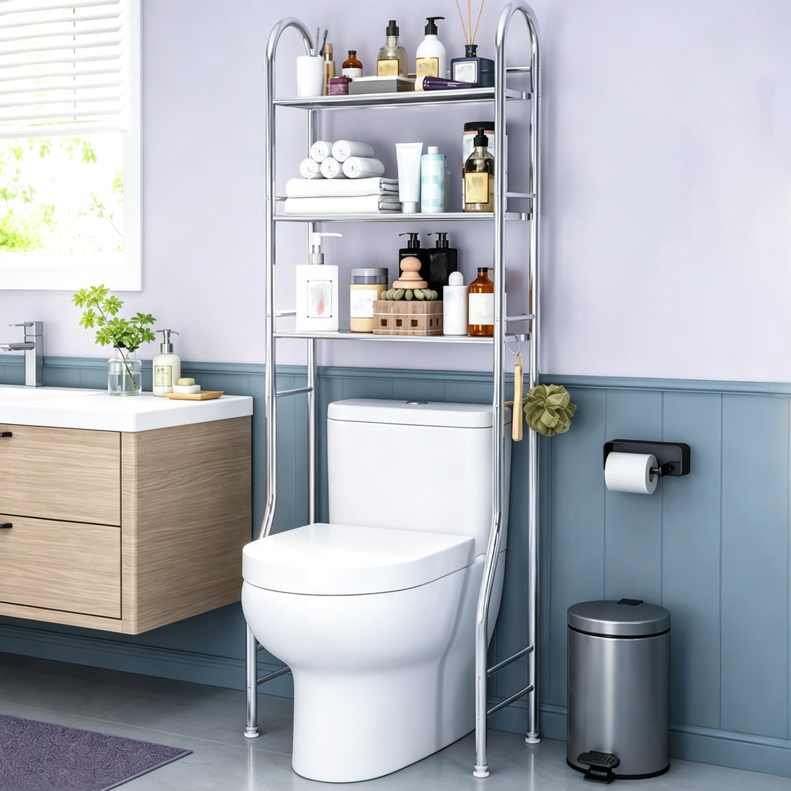 Generico Mensola Sopra WC, Scaffale Bagno, Salvaspazio In Acciaio Inox | Scaffale Bagno, Mensola WC Inox Resistente Per Piccoli Spazi