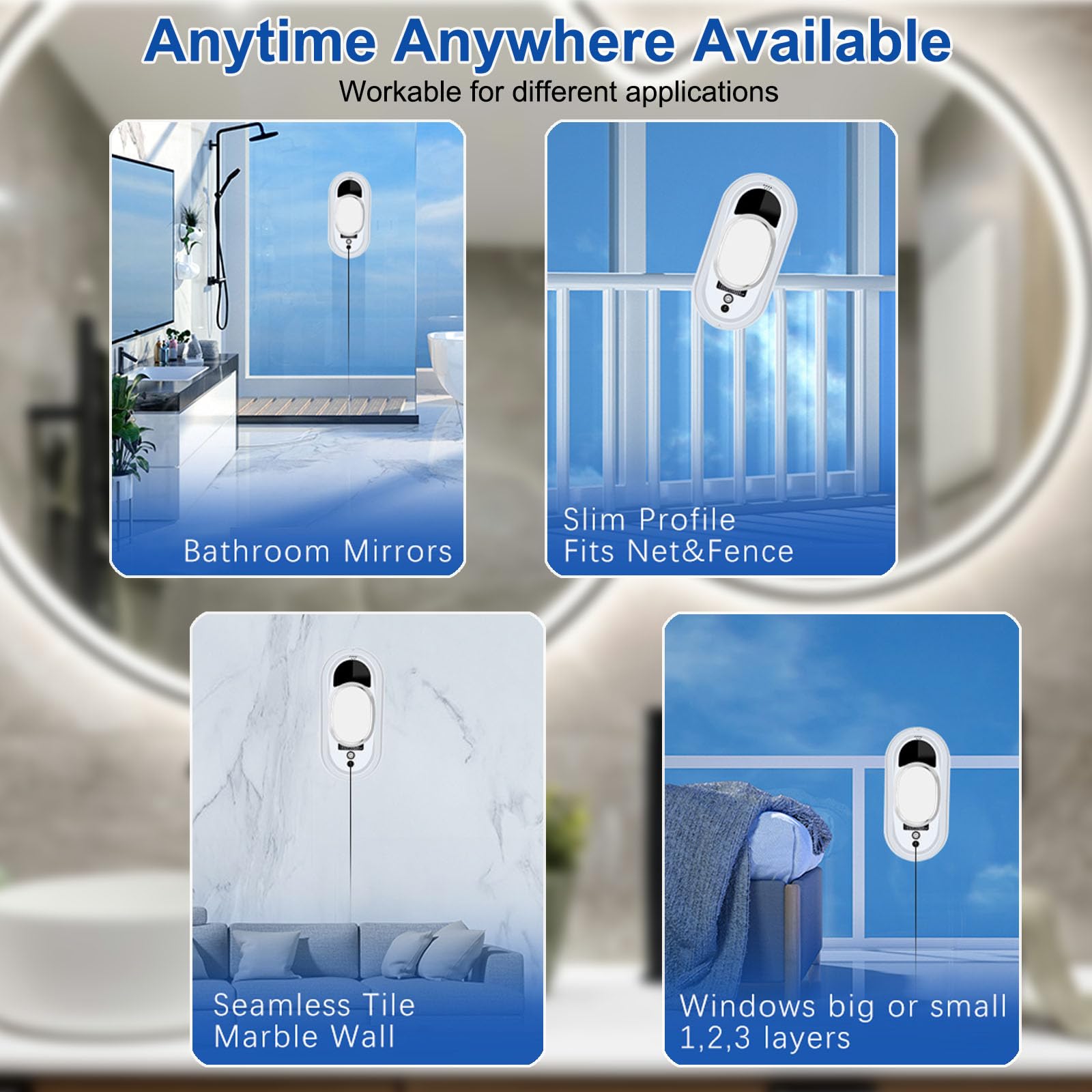 Robot de limpieza de ventanas, automático, 5600 Pa, 3 modos de limpieza, control remoto, 2 8 paños de repuesto preinstalados, doble protección de seguridad