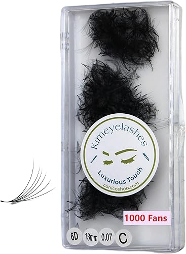 6D - 0.07 C and D Curl 1000 Premade volume fans loose Fans, Handmade eyelash extensions supplies Russian volume lash promade fan (6D - 0.07 - Curl