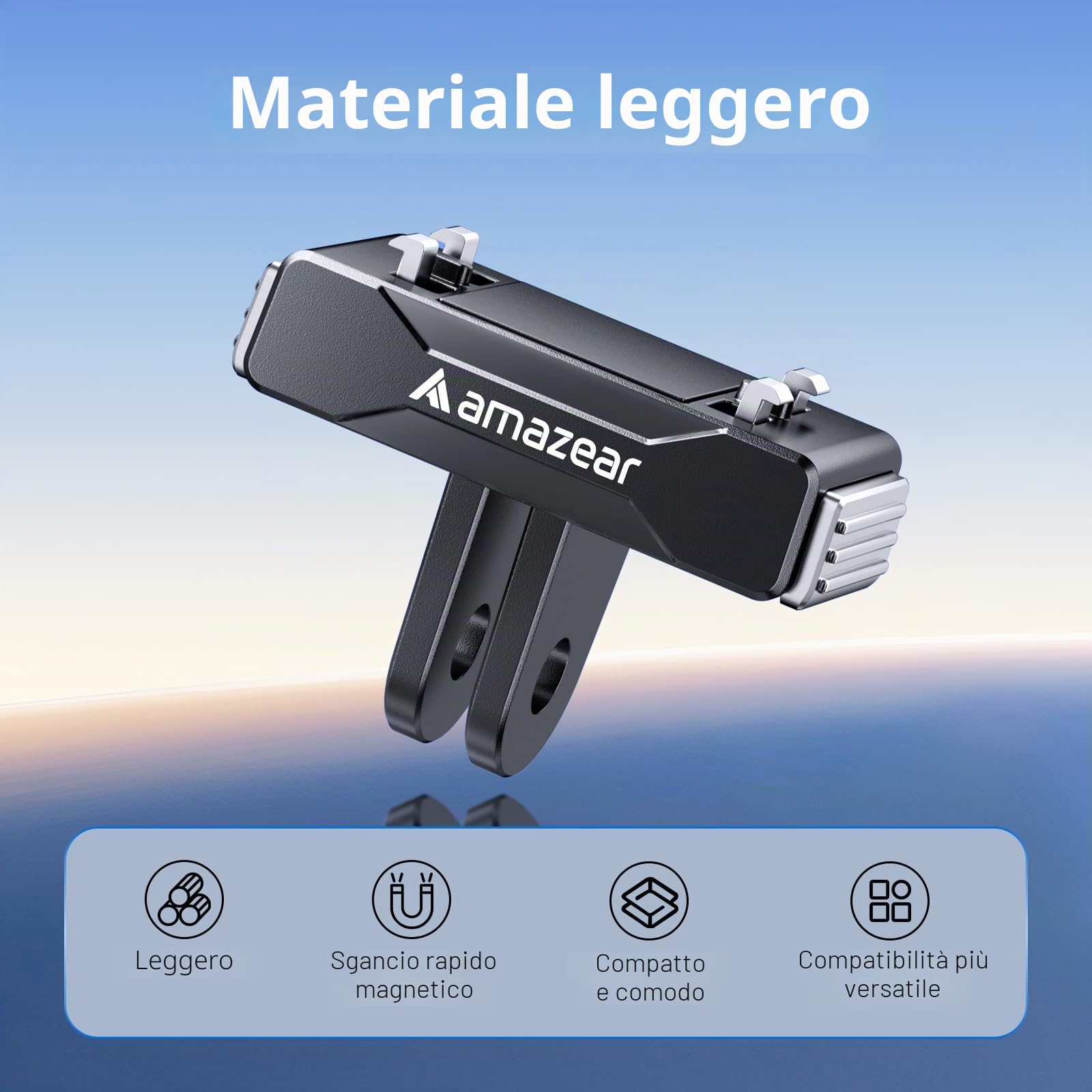 AMAZEAR Supporto magnetico per Insta360 X5/X4 Air (2 pcs), Insta 360 X5 / Ace Pro 2 Supporto magnetico a sgancio rapido- Adattatore QR in Plastica con Filettatura 1/4"-20, Costruzione in Plastica