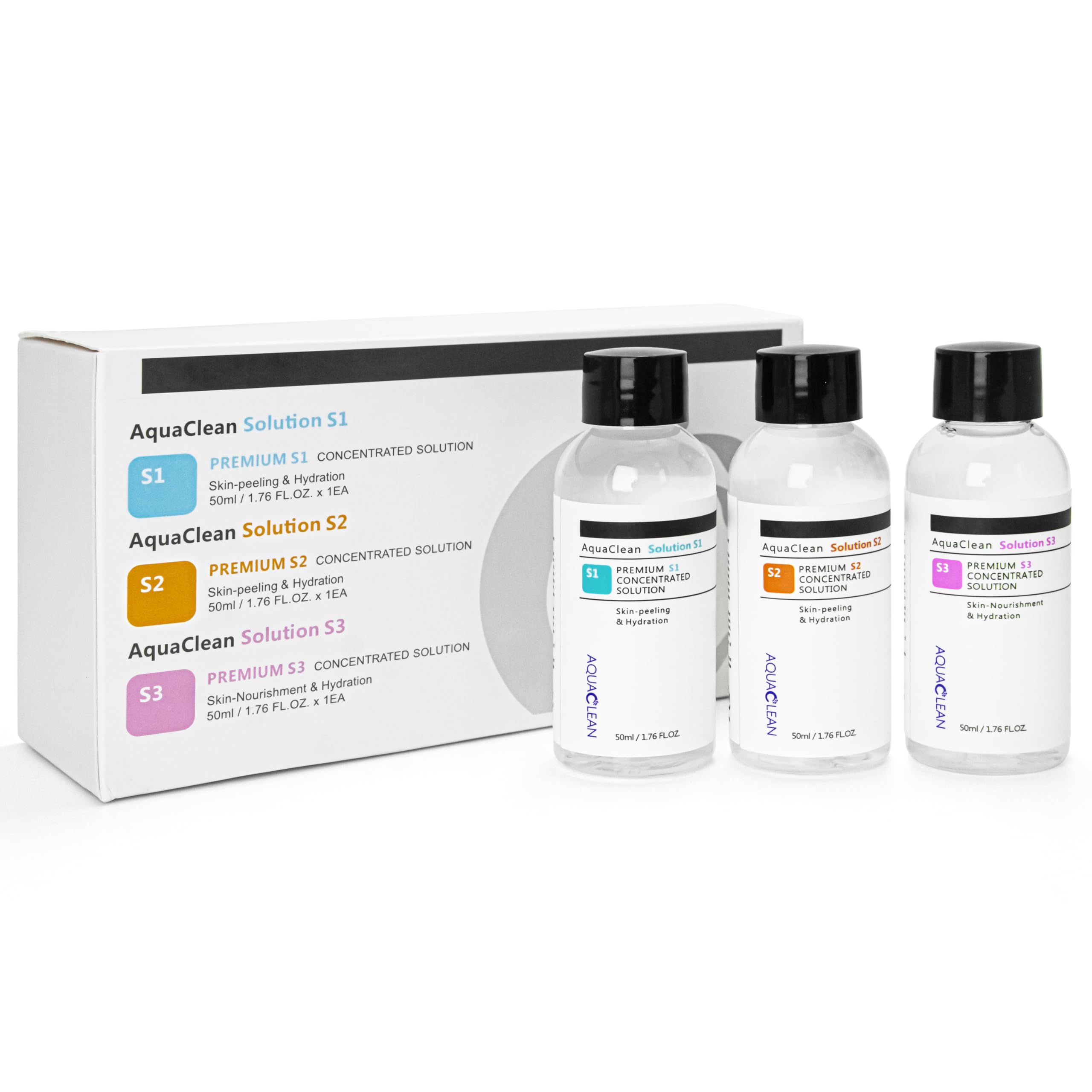 Elitzia Aqua Peeling Hydra Facial Serum 50ml Deep Cleaning Liquid Oxygen Liquid Water Cleaning Disinfectant Use for Hydro Facial Machine ETLB245 ETQY1104 Set of 3 Bottles