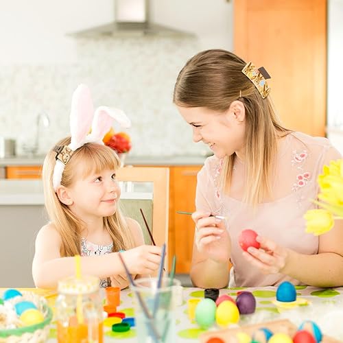 Miniatura 5 de Juego de 2 pinzas para el pelo de Pascua para mujer, de cuero mate, huevos de conejo, acuarela, zanahorias, peinados cortos y rizados, largos,