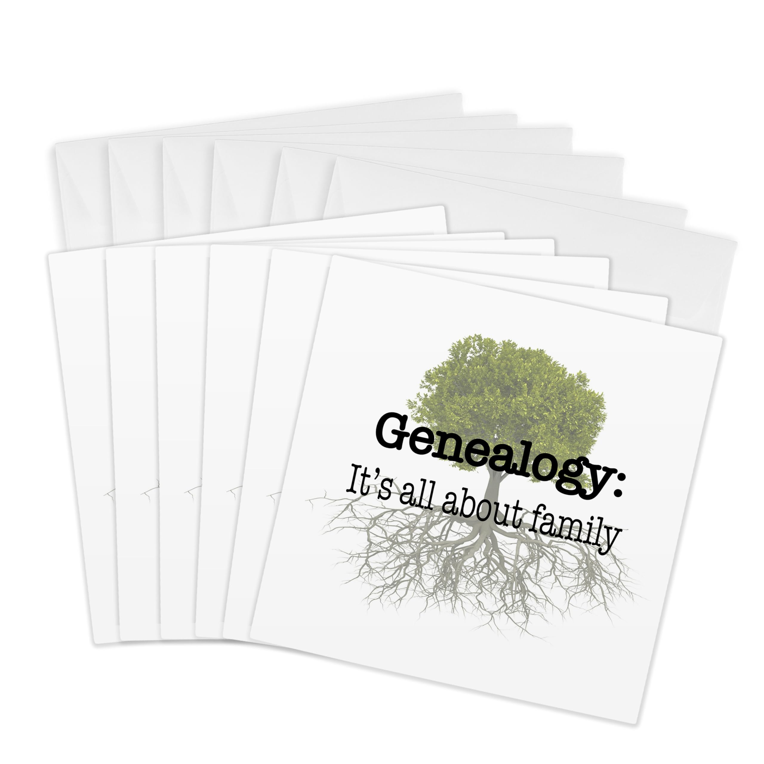 3dRose gc_157438_1 6 x 6-Inch "Genealogy It’S All About Family" Greeting Card (Pack of 6)