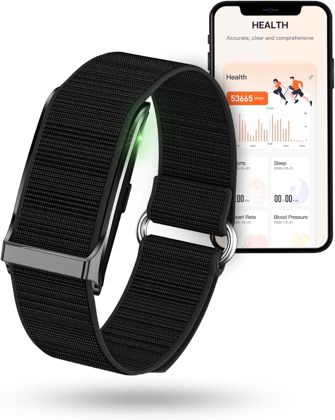 Premium Smart Fitness Tracker Band for Men and Women, 24/7 Health Monitoring, Blood Pressure, Heart Rate, Sleep, Stress, Blood Oxygen, Special Training Mode, Black and Blue
