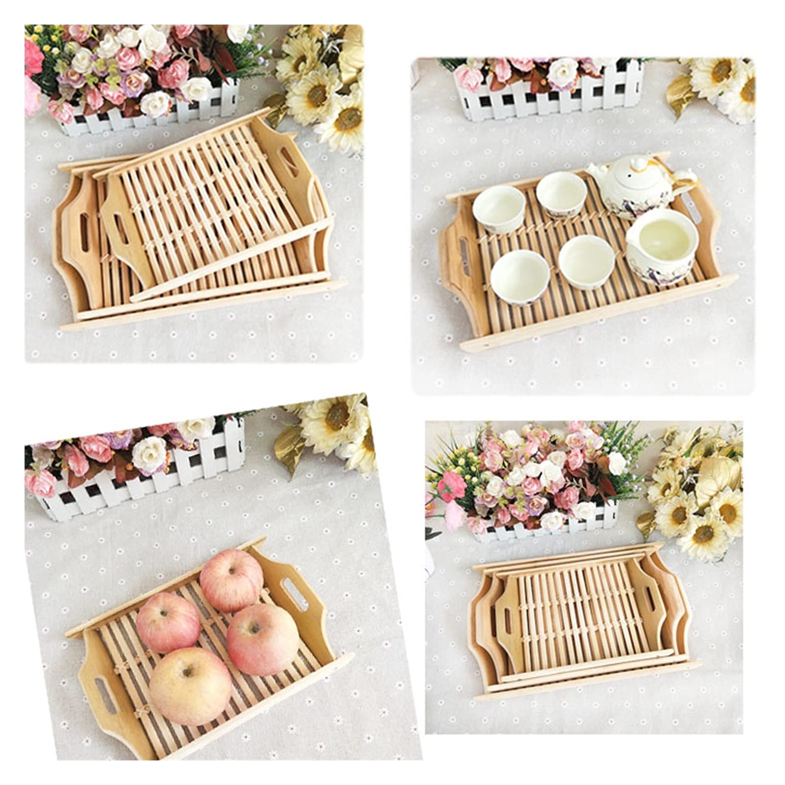 Bandeja para Servir Bandeja de Mesa de café Decorativa Bandeja de Servicio de Madera for Desayuno Café Postre Rectangular Moderno Madera construcción Bandeja/Bandejas ( Size : Small )
