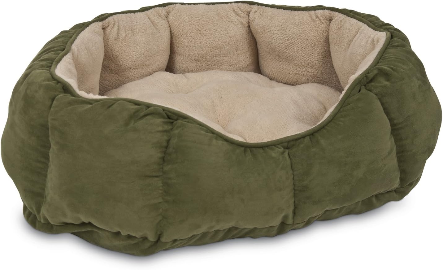 Petmate Overstuffed Oval Bed, 34 x 27, Assorted Navy Blue/Burgundy/Dark Brown/Green (26952)