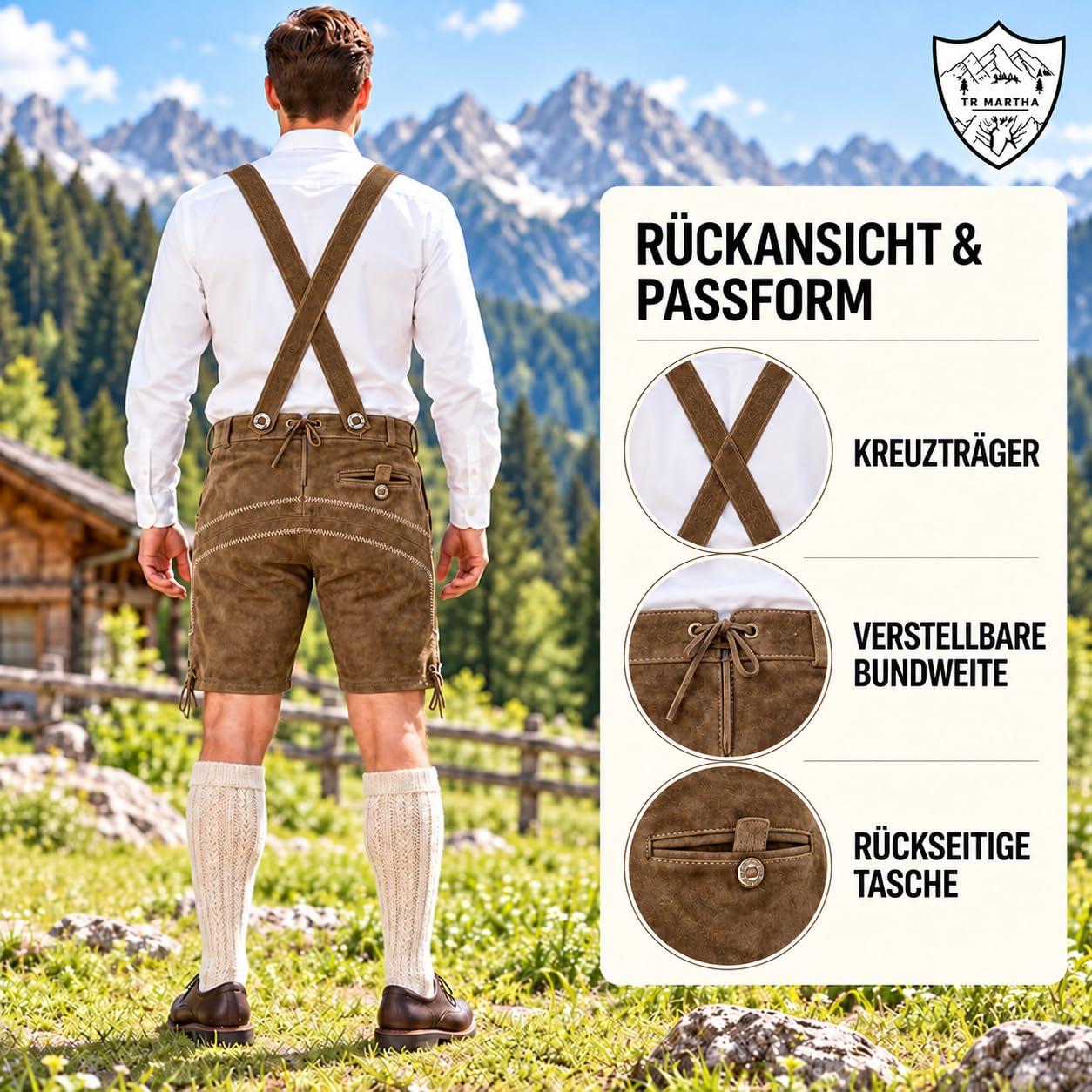 Premium Lederhose für Herren - Elegante Trachtenhose Gr.46-60 - Designer Lederhosen