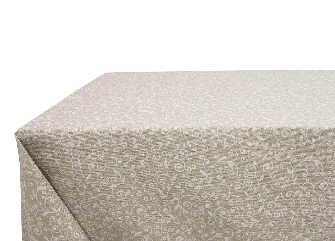 Tovaglia Rettangolare 140x240 Cm In Tessuto Miros 100% Cotone – Colore Beige, Made In Italy, Per 12 Persone