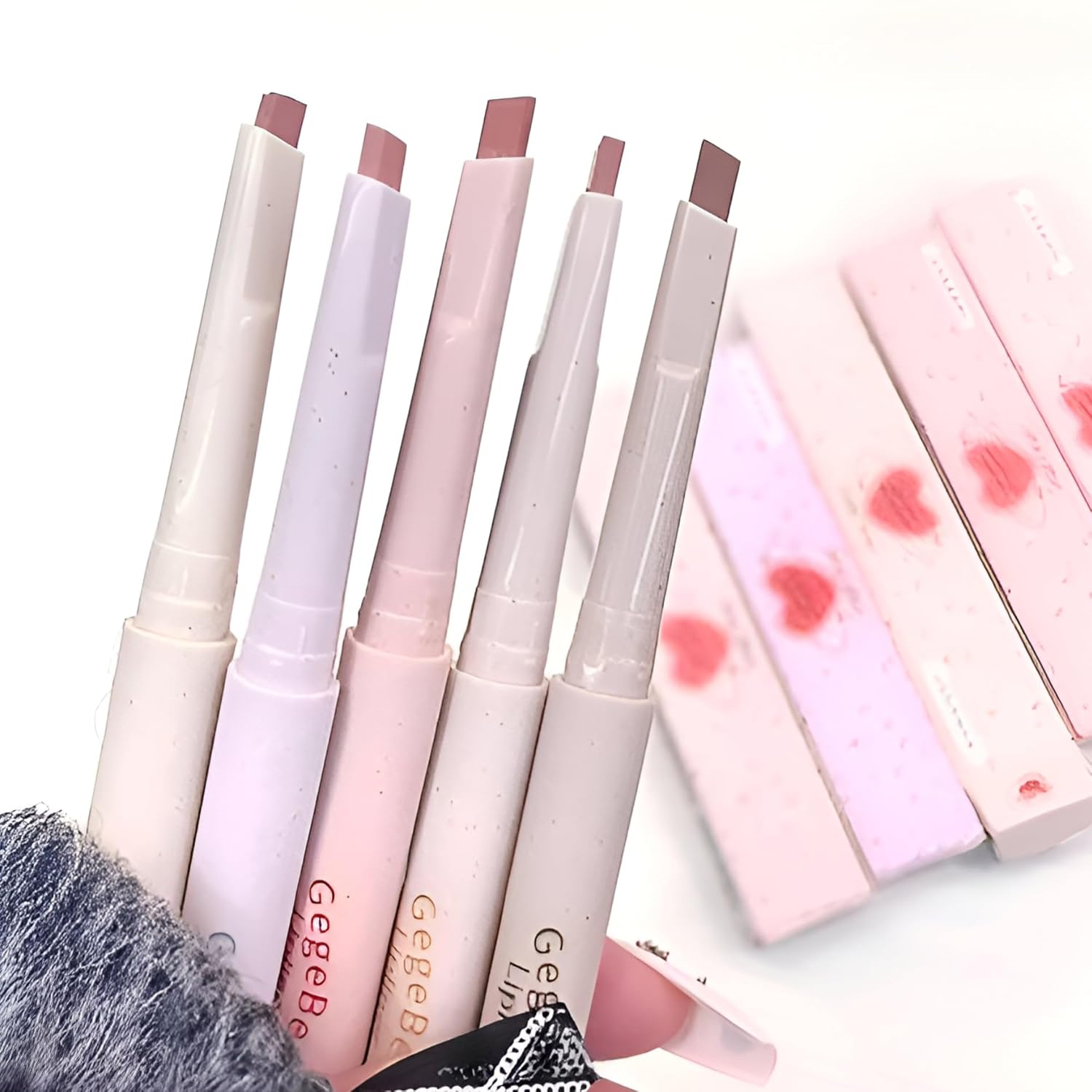 Gege Bear Light Soft Fog Lip Line Pen | Ultra-Fine Precision Tip | Universally Flattering Shades Light Pink to Coffee Brown | Matte Lip Liner Lipstick | Easy Application for Flawless Lips Contouring | Lightweight Velvet Finish | Perfect Lipstick & Nude Lip Looks For Women Girls (04# A mouthful of milkshake, 0.8g)
