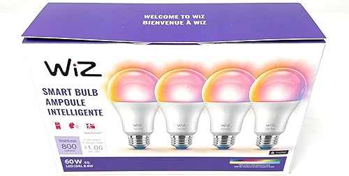 WiZ Bombillas inteligentes EQ A19 de 60 W, bombillas LED conectadas con WiFi, cambio de color RGB+, sintonizables y regulables, compatibles con