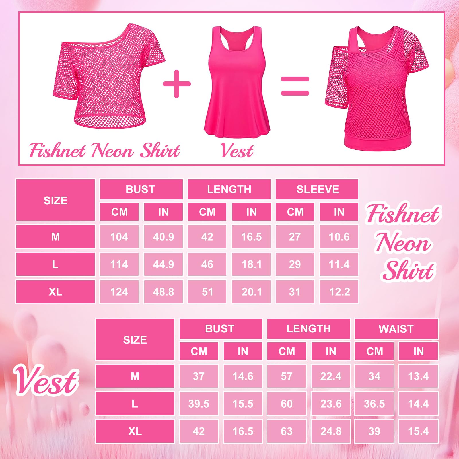 Saier tbo 20Pcs 80s Costume Accessories Set for Women, 1980s Fancy Dress Outfit Kit with Fishnet Top Tank Top Leg Warmers Fishnet Gloves for Girls 80s Theme Party Disco Party Cosplay Dress Up - Image 3