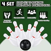 Vista 4 de Juego de 2 bolos de 7.1 pulgadas, juego de césped portátil para interiores y exteriores, incluye 20 pines de bolos y 4 bolas de plástico para niños